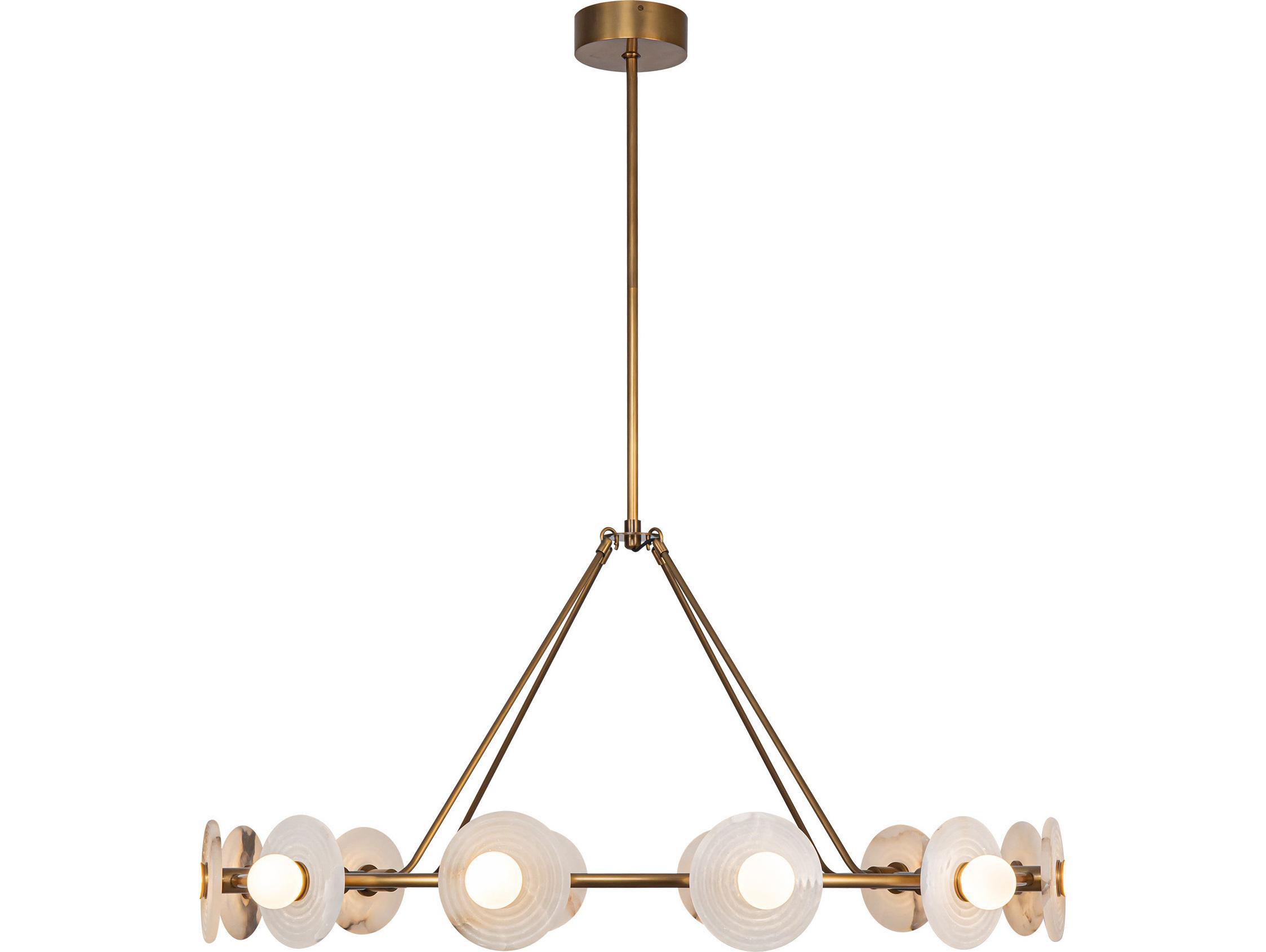 Alora Lighting Dahlia Vintage Brass Round Chandelier