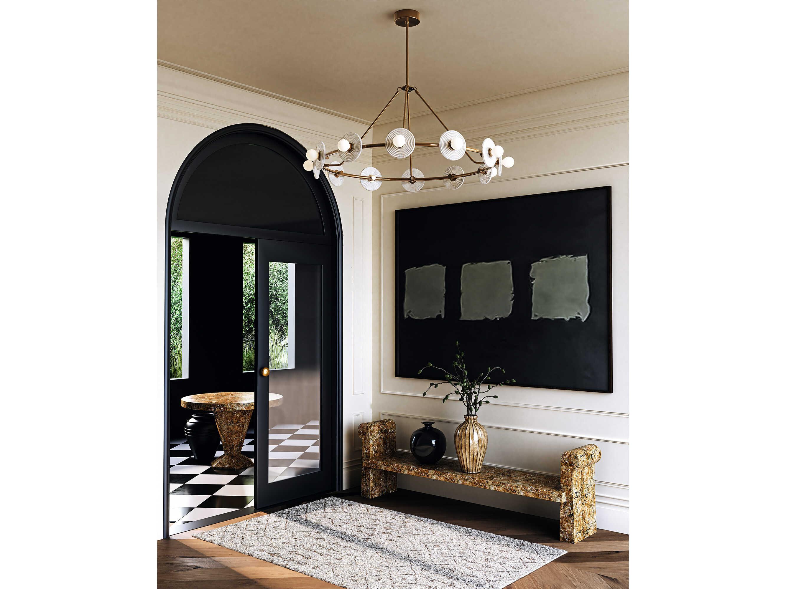 Alora Lighting Dahlia Vintage Brass Round Chandelier