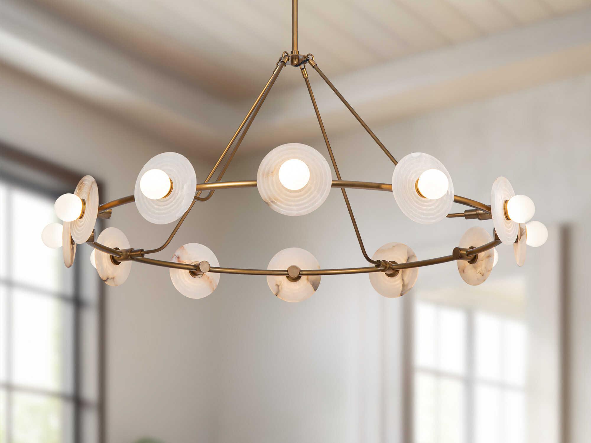 Alora Lighting Dahlia Vintage Brass Round Chandelier