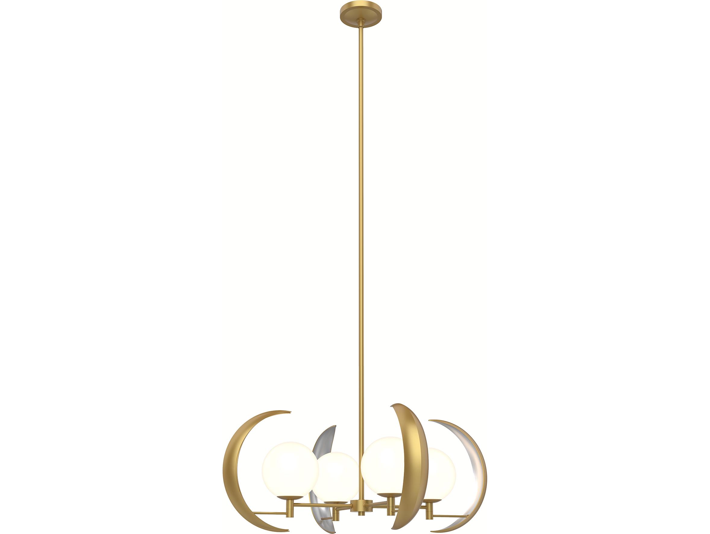 Alora Lighting Celeste 4-Light Vintage Brass Globe Geometric Chandelier