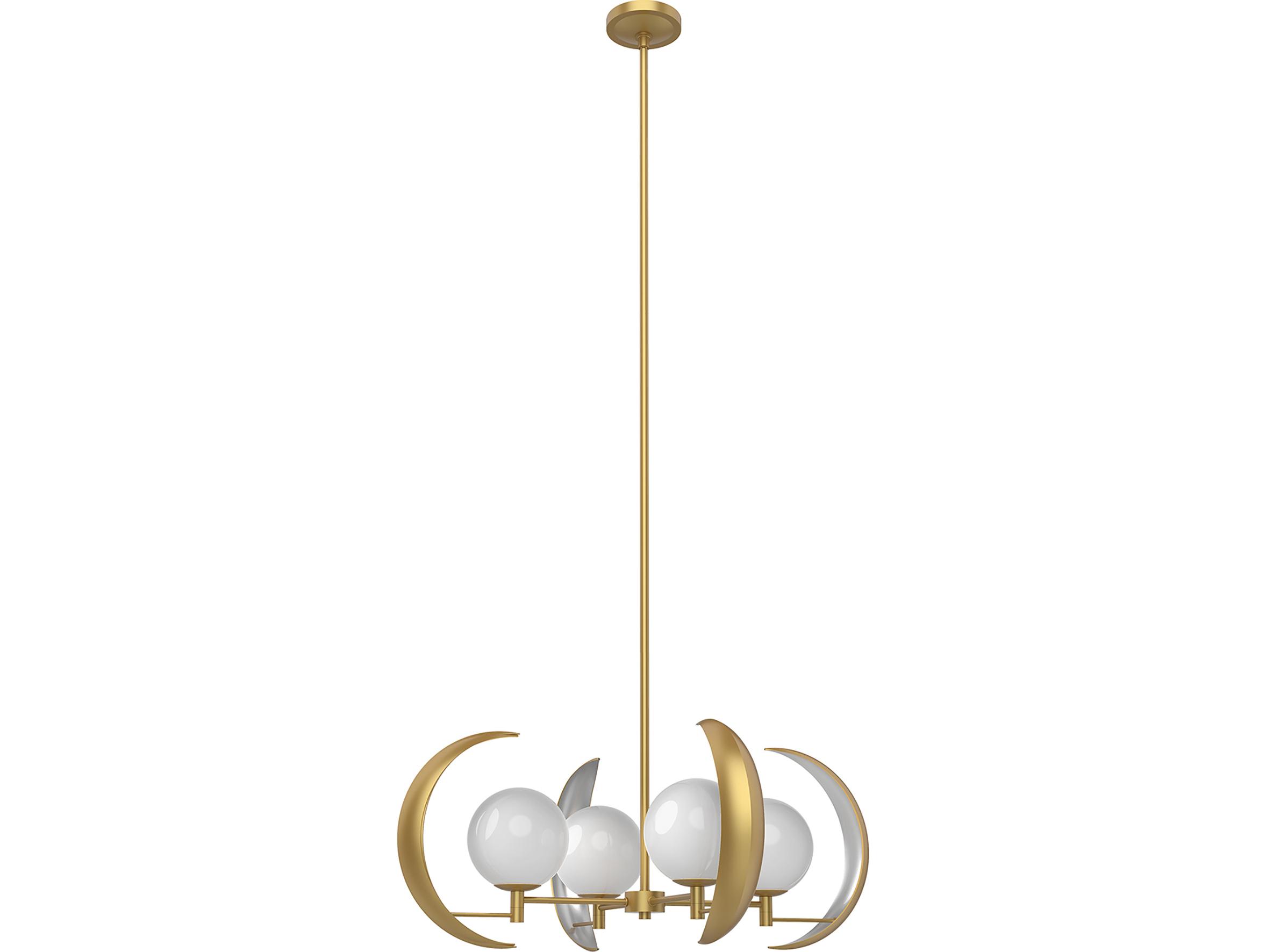 Alora Lighting Celeste 4-Light Vintage Brass Globe Geometric Chandelier