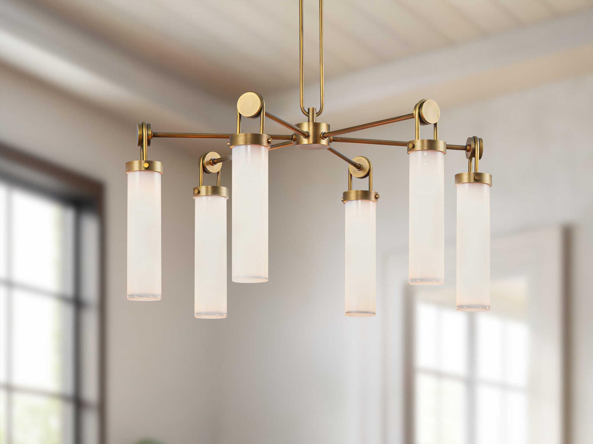 Alora Lighting Wynwood 6-Light Vintage Brass Cylinder Chandelier