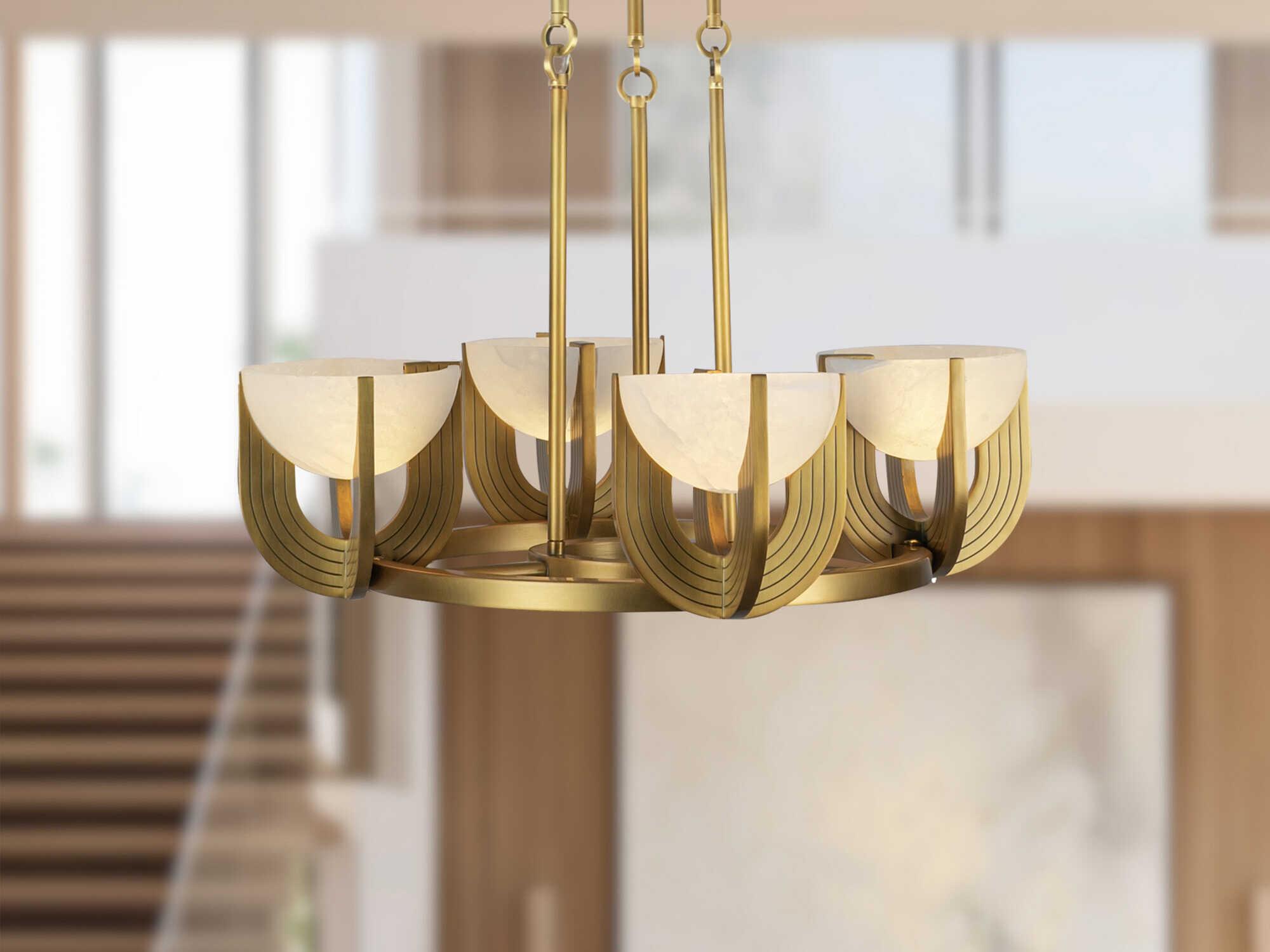 Alora Lighting Colette Vintage Brass Bowl Geometric Chandelier