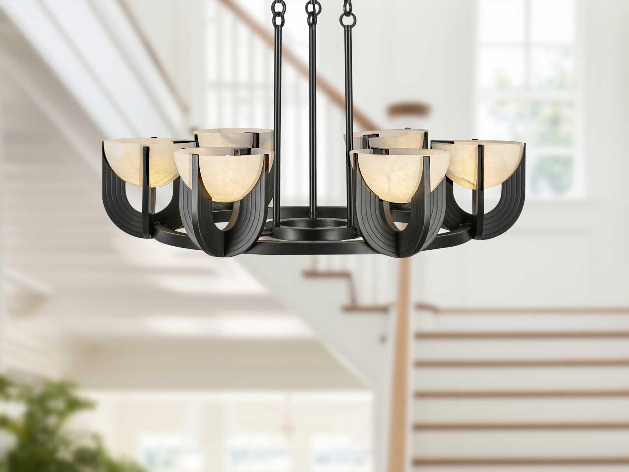 Alora Lighting Colette Urban Bronze Black Bowl Geometric Chandelier
