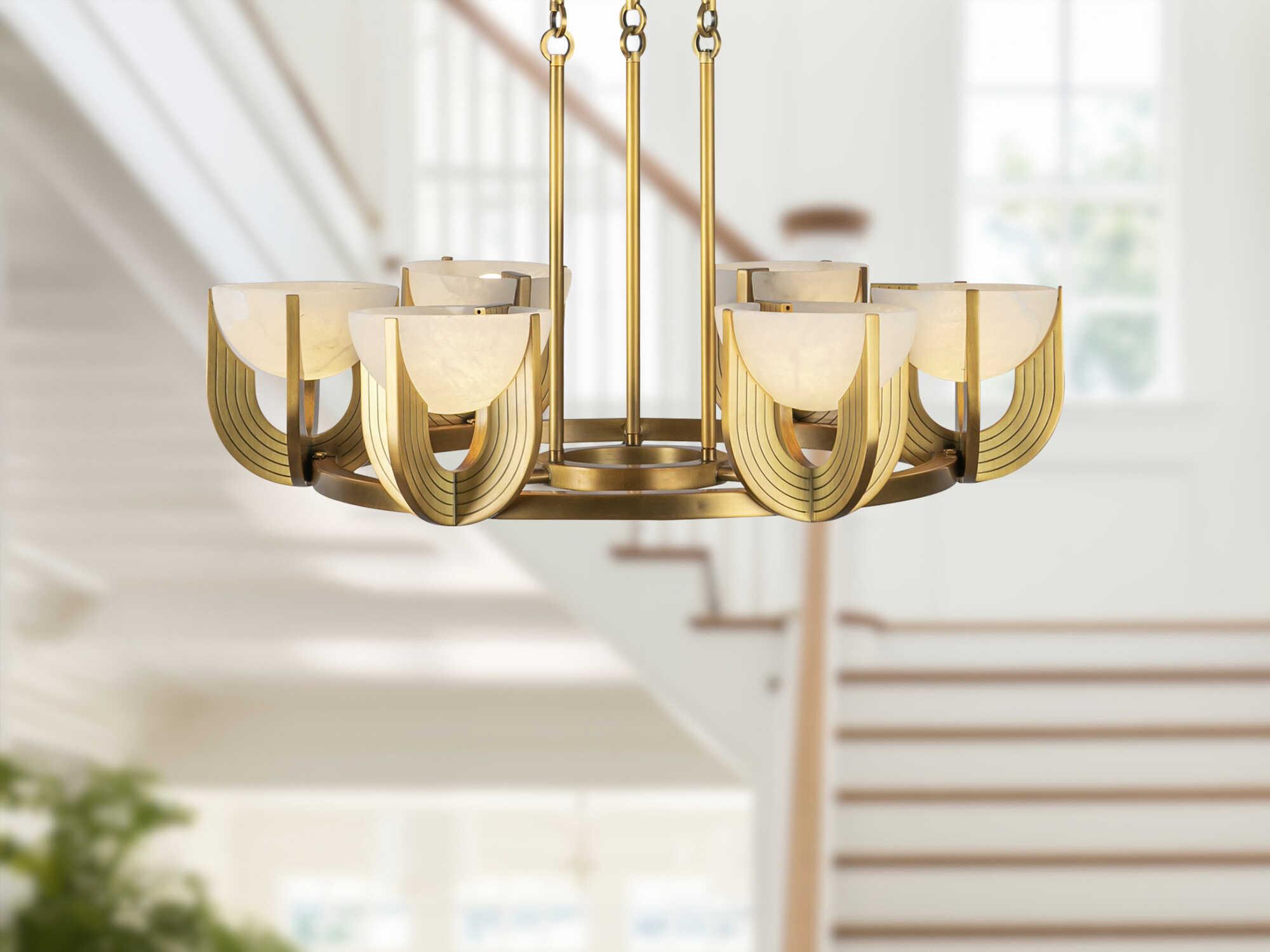 Alora Lighting Colette Vintage Brass Bowl Geometric Chandelier