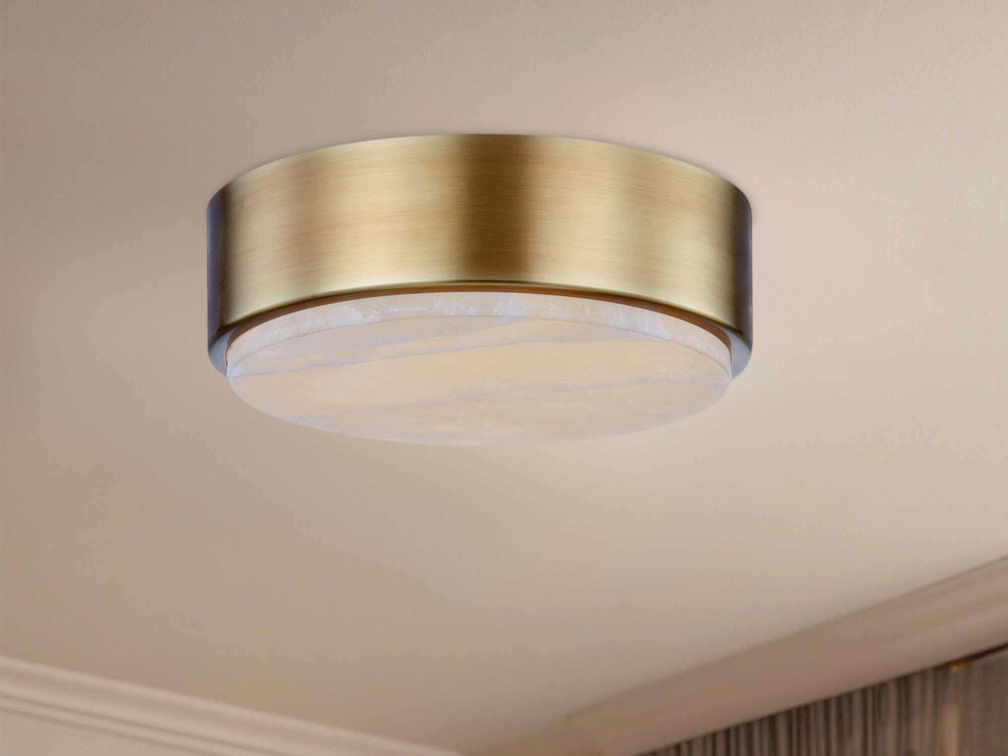 Alora Lighting Blanco Vintage Brass Round Flush Mount