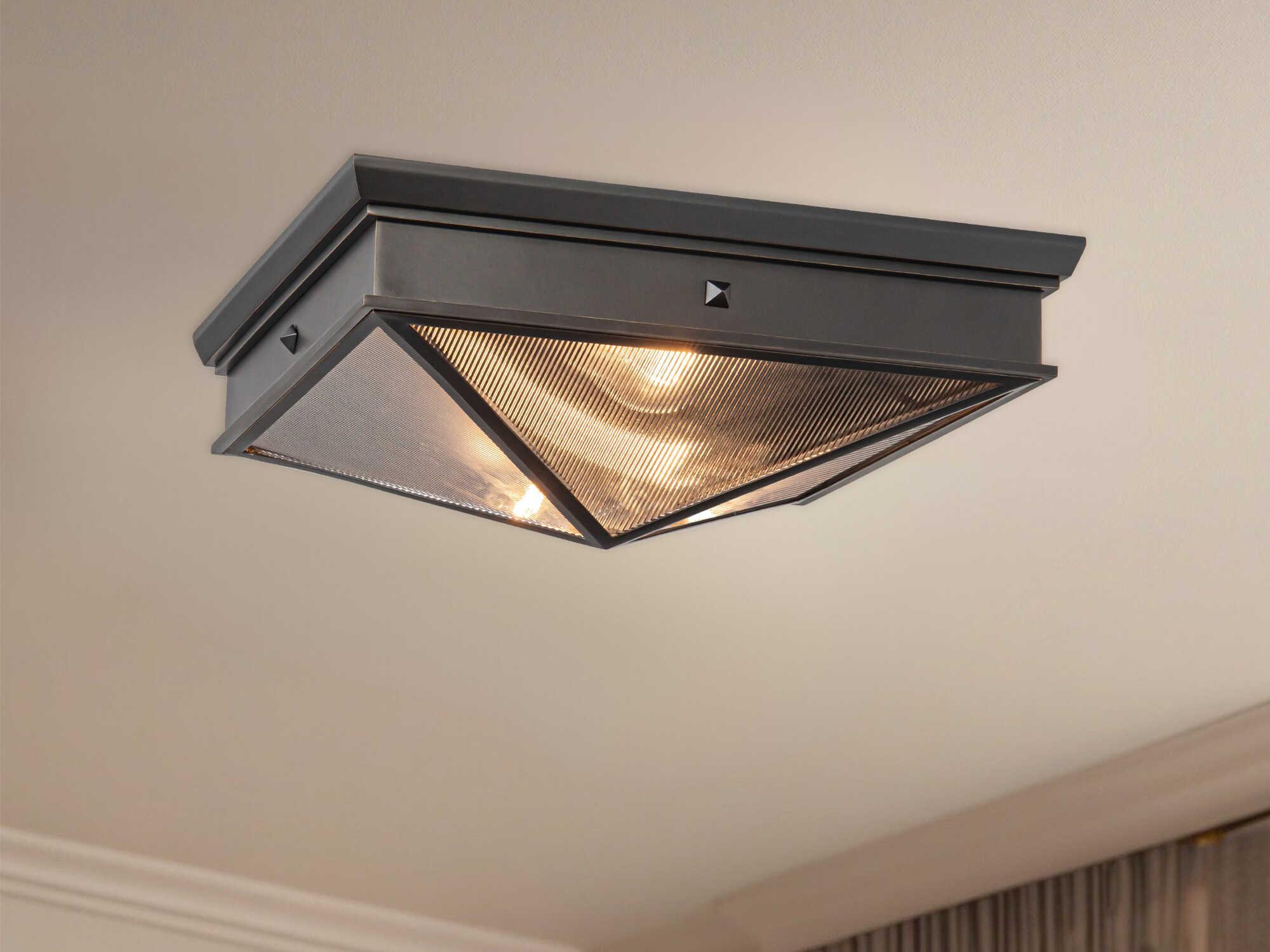 Alora Lighting Cairo 2-Light Urban Bronze Geometric Flush Mount