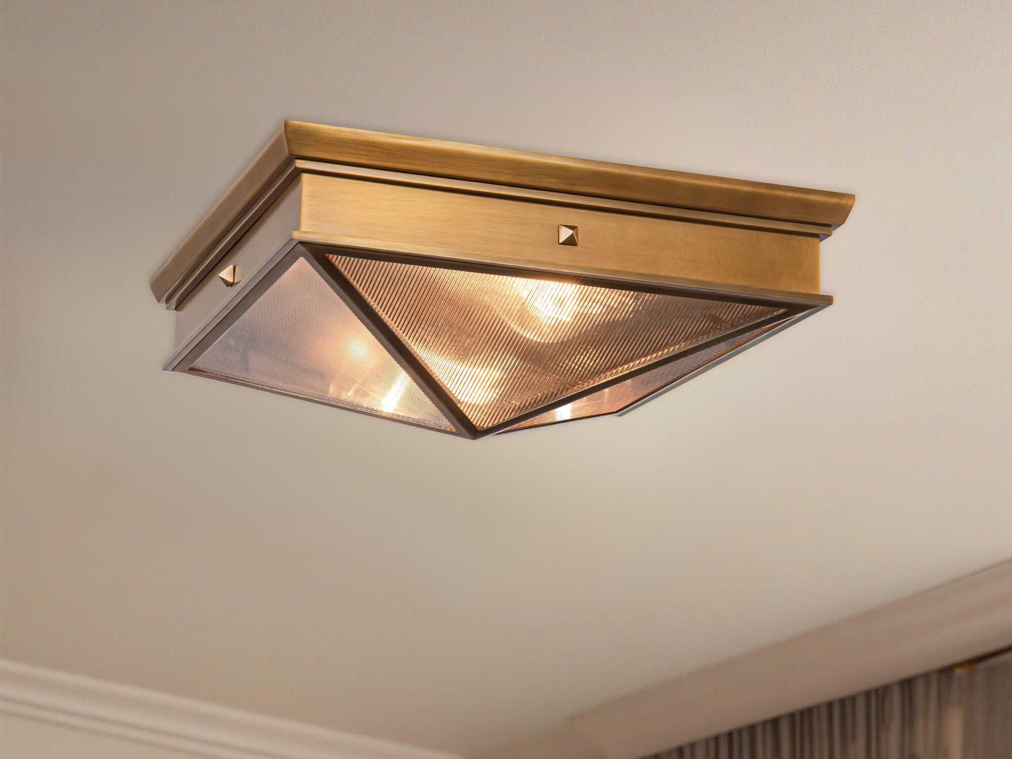 Alora Lighting Cairo 2-Light Vintage Brass Geometric Flush Mount