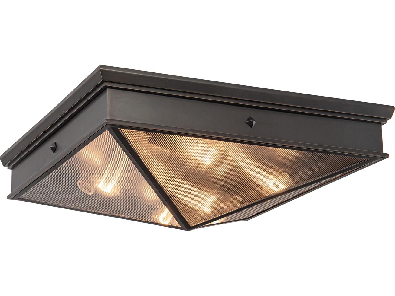 Alora Lighting Cairo 4-Light Urban Bronze Geometric Flush Mount