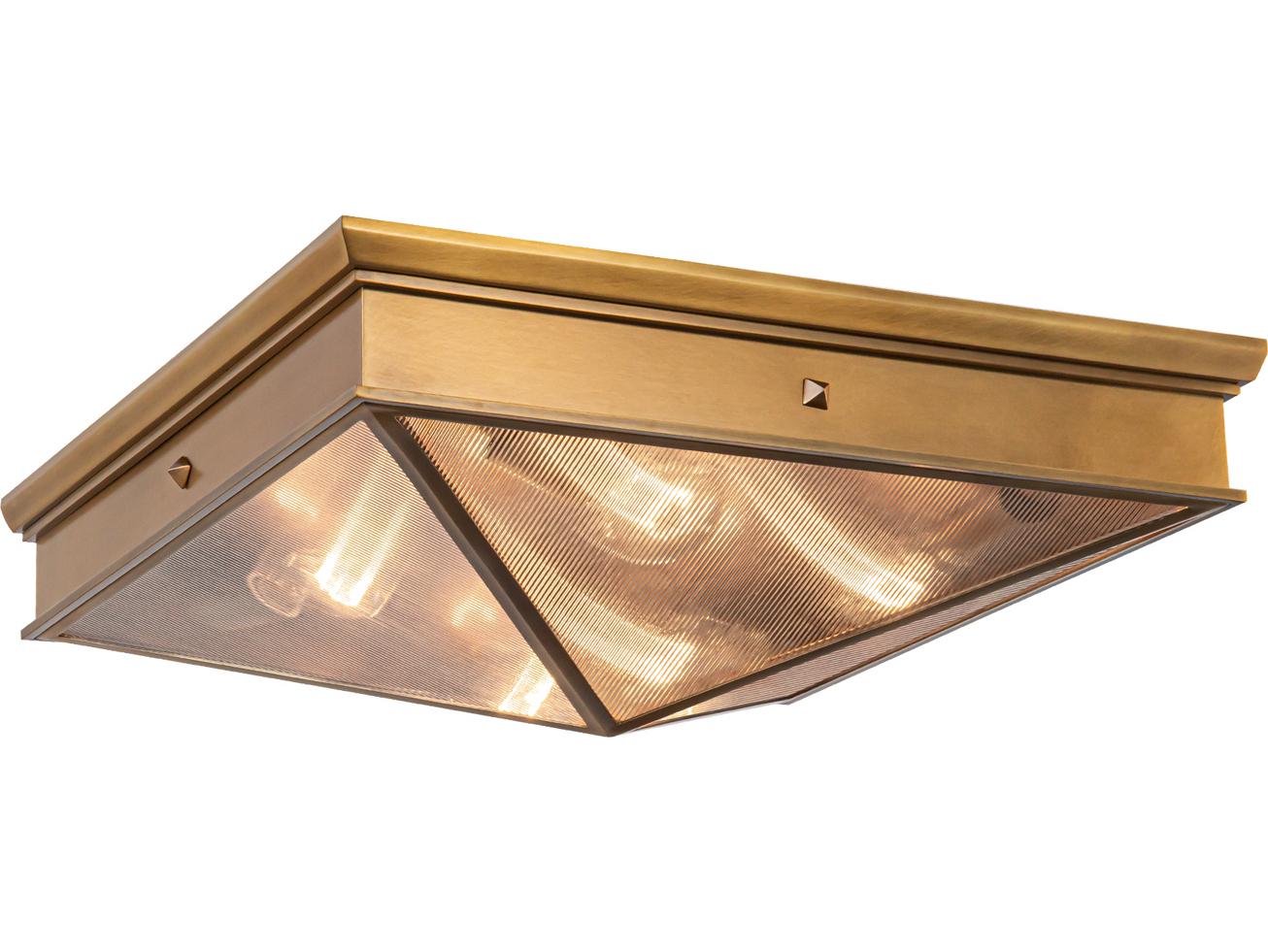 Alora Lighting Cairo 4-Light Vintage Brass Geometric Flush Mount