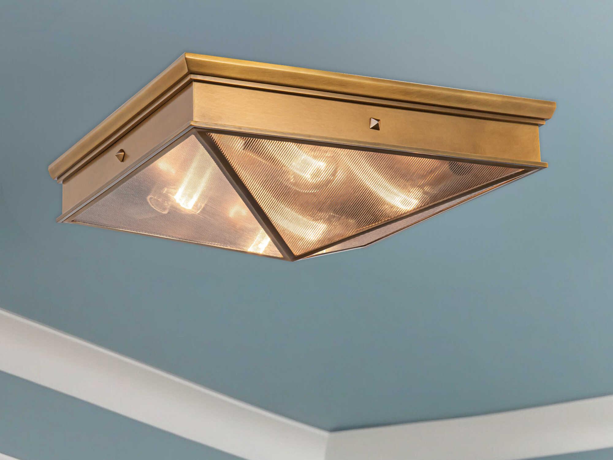 Alora Lighting Cairo 4-Light Vintage Brass Geometric Flush Mount