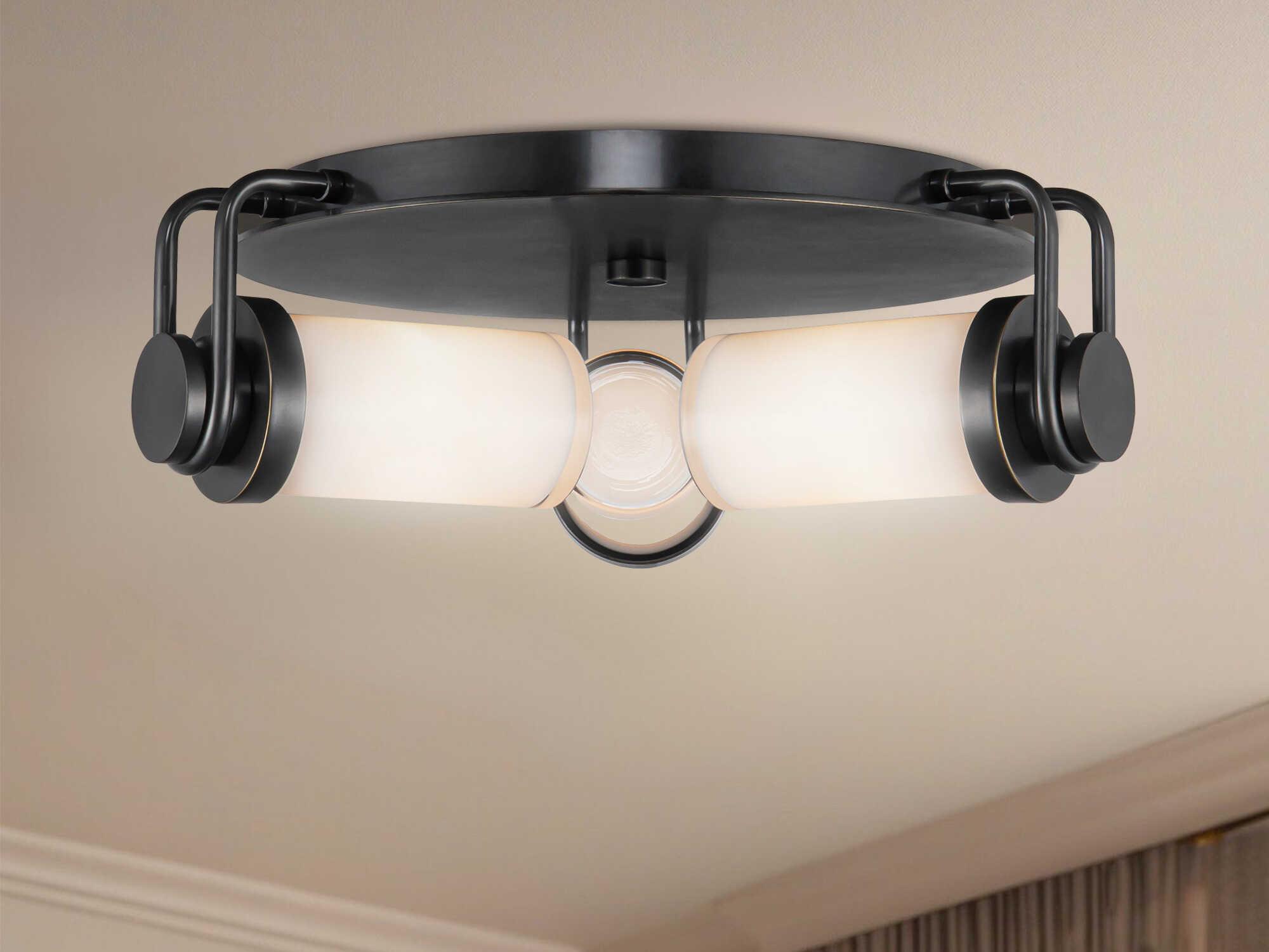 Alora Lighting Wynwood 3-Light Urban Bronze Black Round Flush Mount