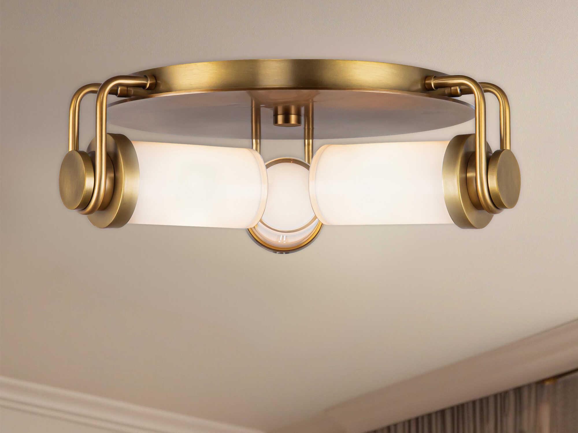 Alora Lighting Wynwood 3-Light Vintage Brass Round Flush Mount