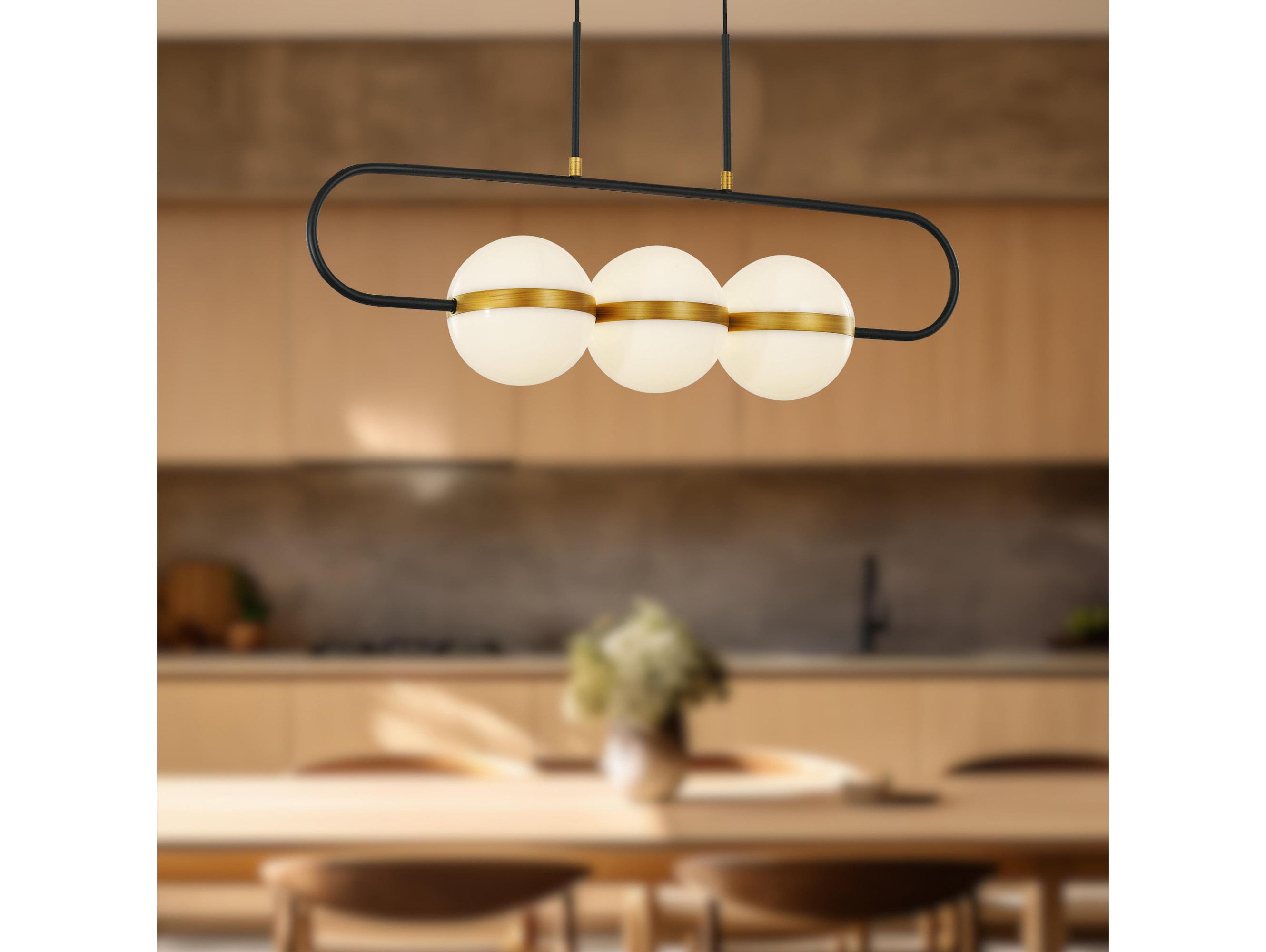 Alora Lighting Tagliato Matte Black Brushed Gold Globe Island Pendant