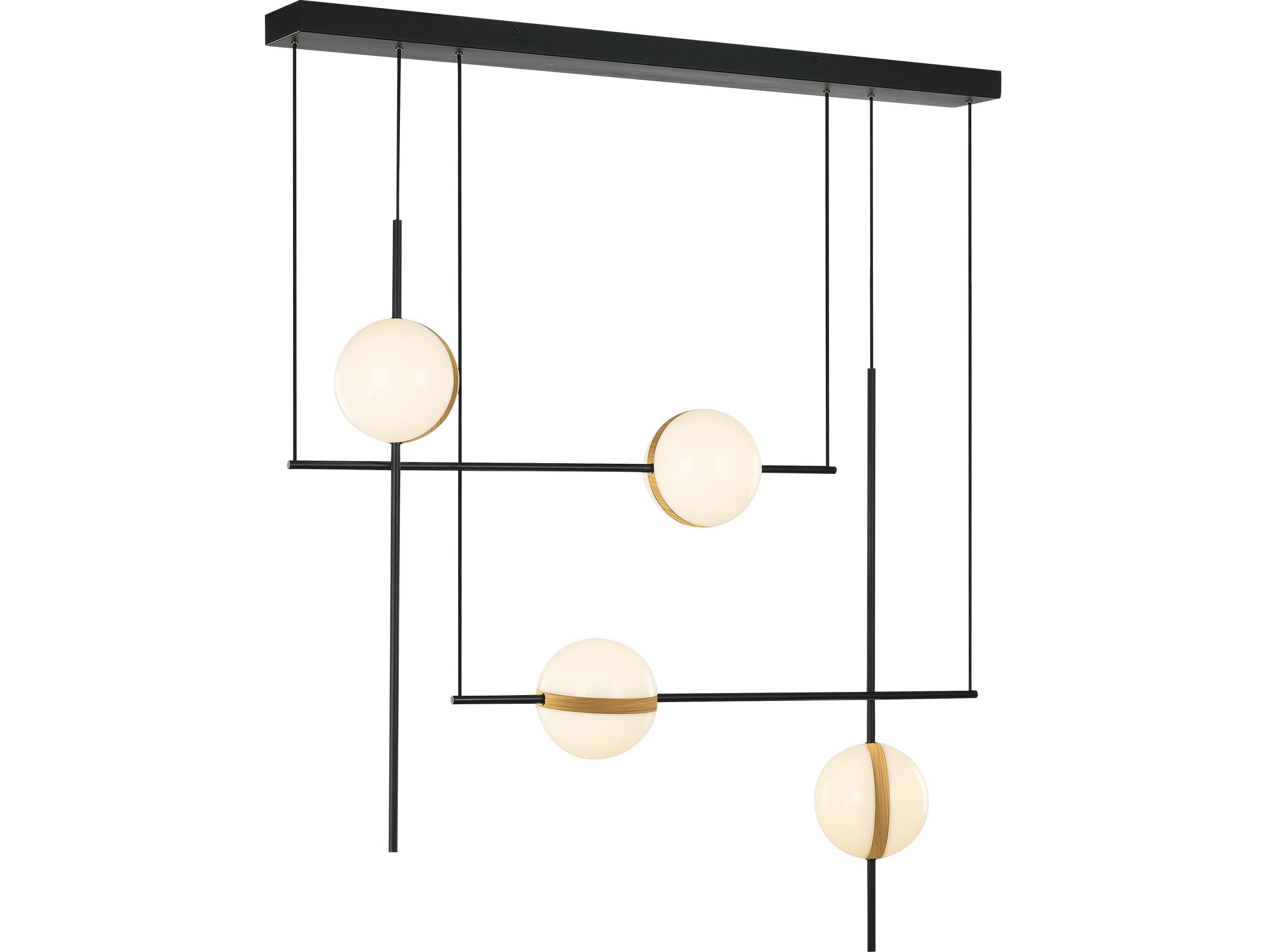 Alora Lighting Tagliato Matte Black Brushed Gold Globe Linear Island Pendant