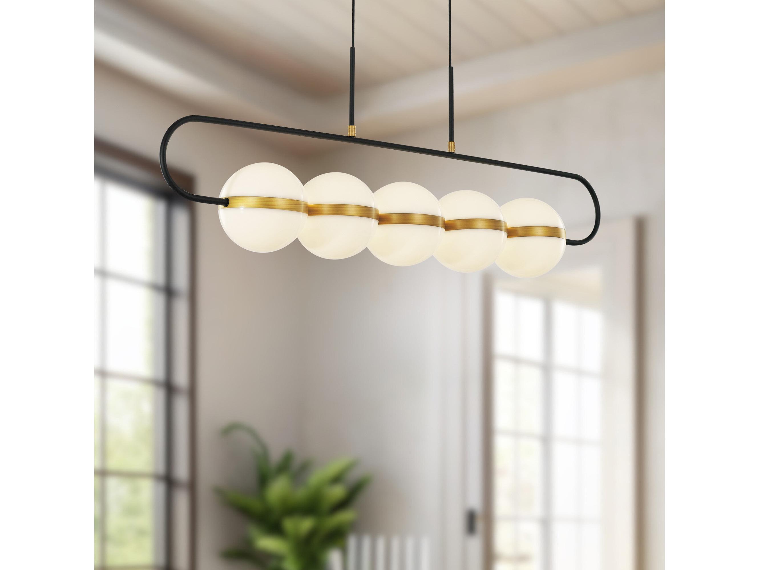 Alora Lighting Tagliato Matte Black Brushed Gold Globe Island Pendant