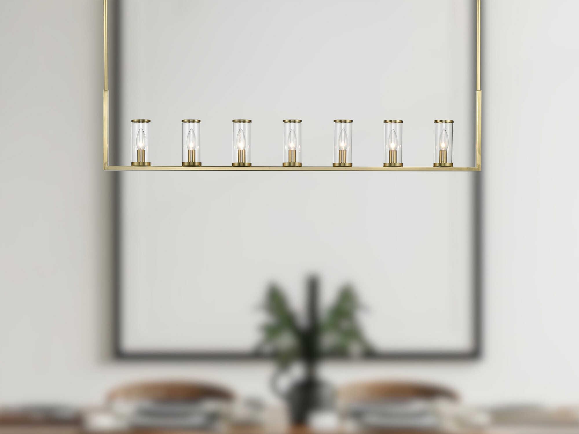 Alora Lighting Revolve 7-Light Natural Brass Cylinder Linear Island Pendant