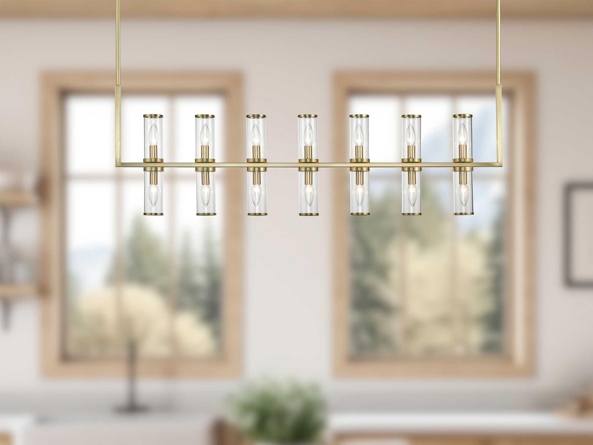 Alora Lighting Revolve 14-Light Natural Brass Cylinder Linear Island Pendant