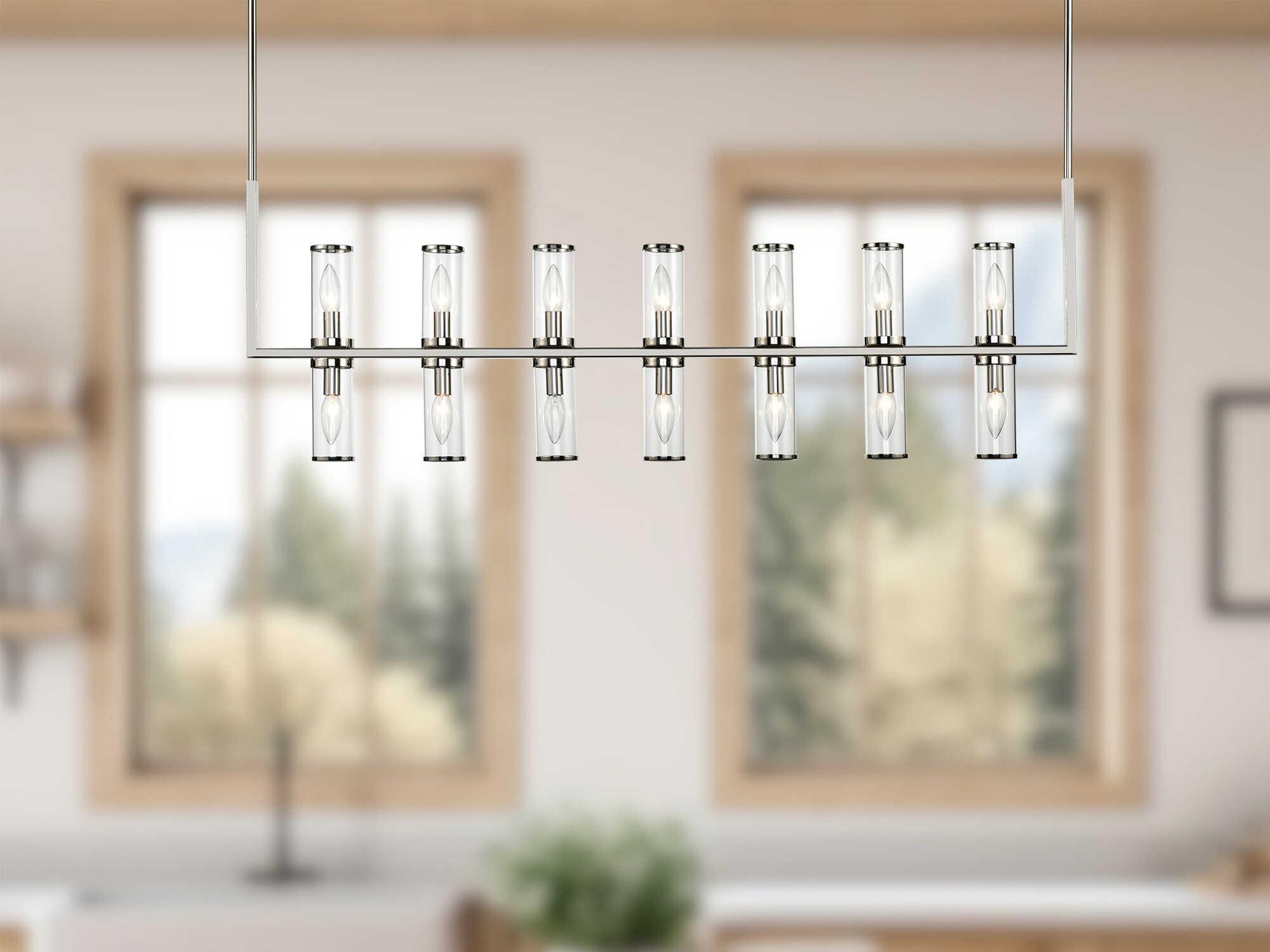 Alora Lighting Revolve 14-Light Polished Nickel Cylinder Linear Island Pendant