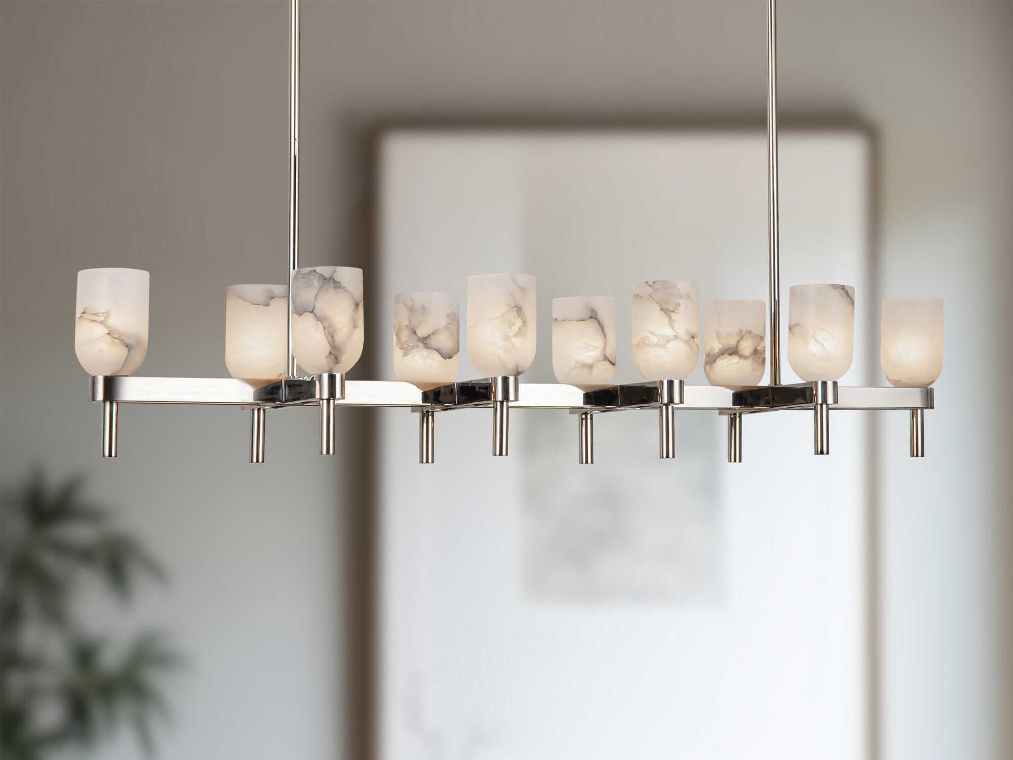 Alora Lighting Lucian 10-Light Polished Nickel Linear Island Pendant