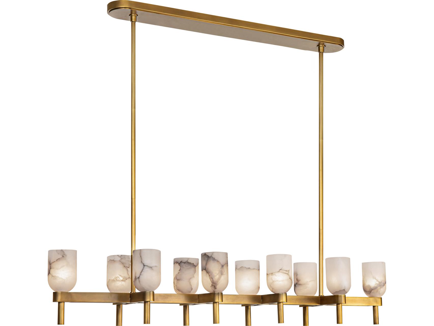 Alora Lighting Lucian 10-Light Vintage Brass Linear Island Pendant