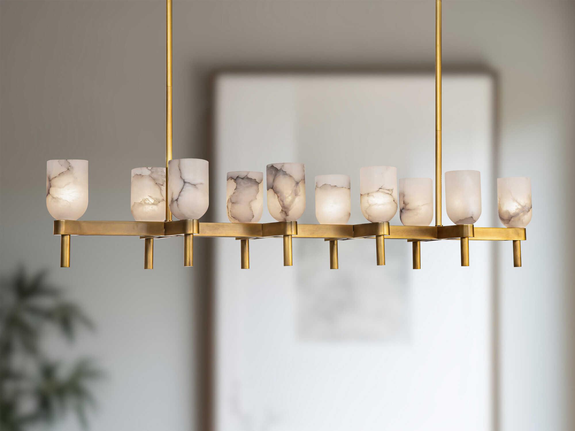 Alora Lighting Lucian 10-Light Vintage Brass Linear Island Pendant