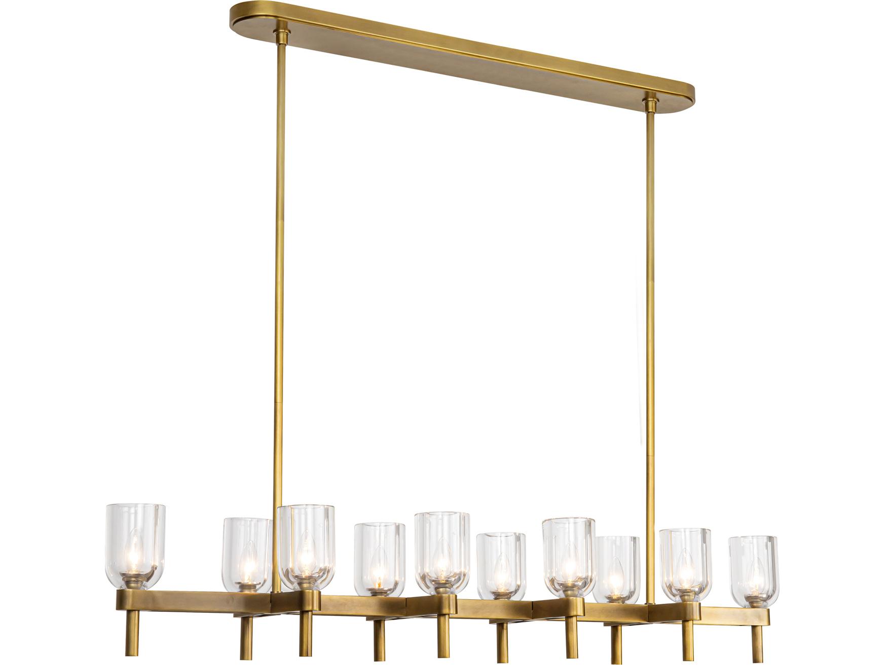 Alora Lighting Lucian 10-Light Vintage Brass Linear Island Pendant