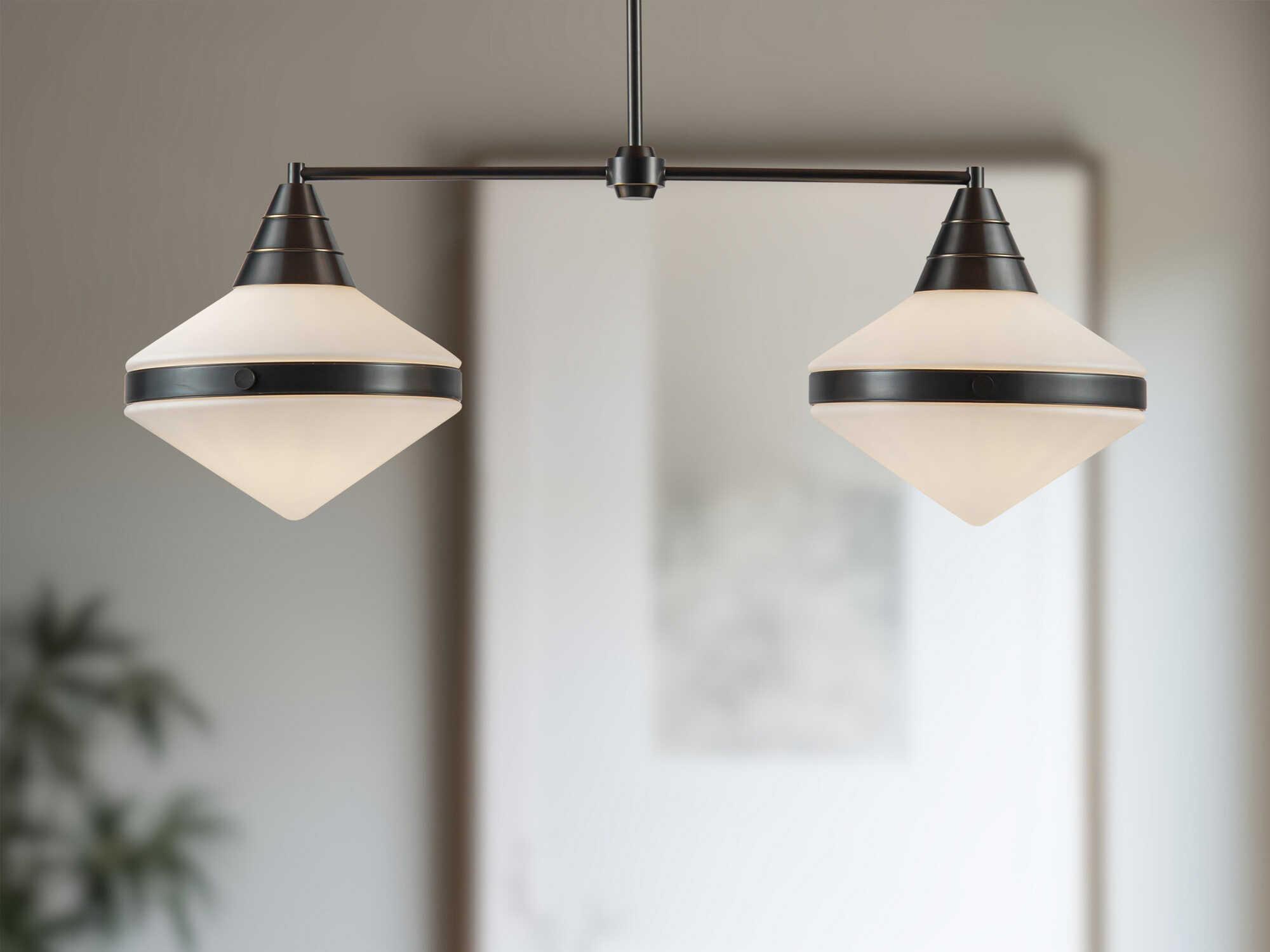 Alora Lighting Willard 2-Light Urban Bronze Black Geometric Island Pendant