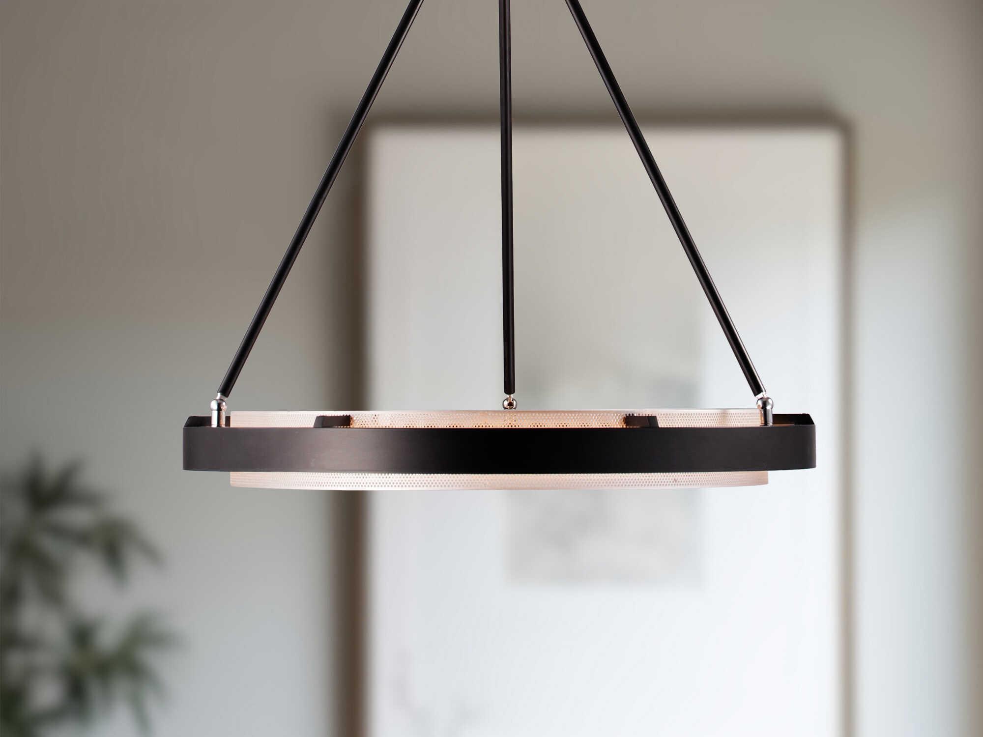 Alora Lighting Duo Classic Black Silver Shimmer Round Pendant