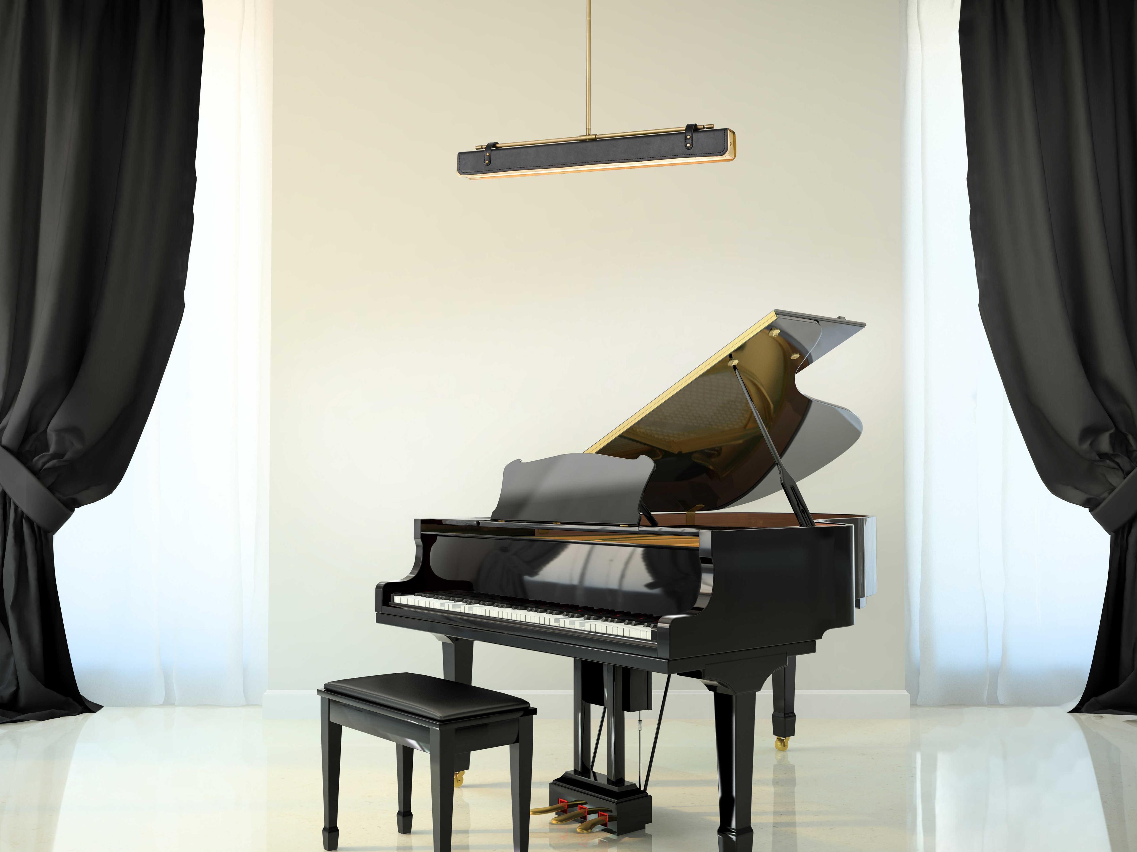 Alora Lighting Valise Vintage Brass Tuxedo Leather Linear Island Pendant