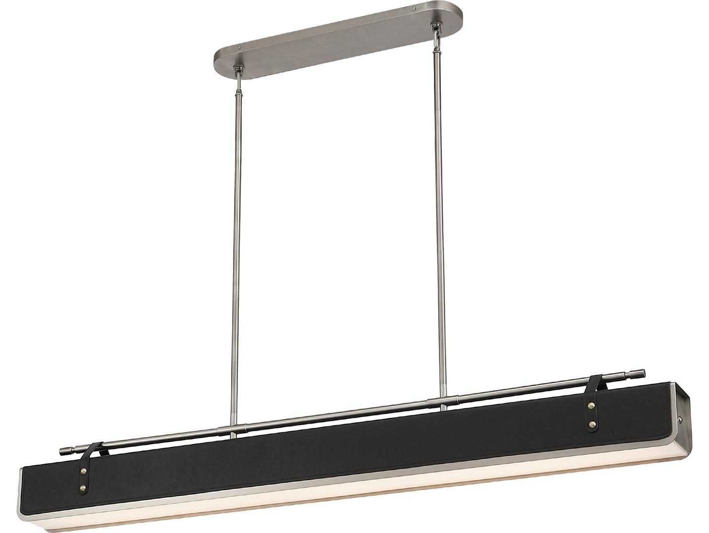Alora Lighting Valise Aged Nickel Tuxedo Leather Black Linear Island Pendant