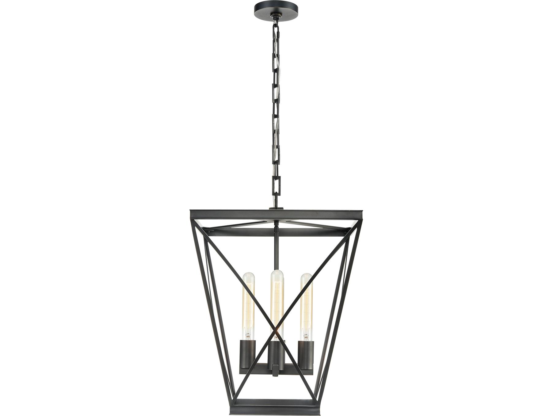 Alora Lighting Lattice 4-Light Urban Bronze Black Lantern Pendant