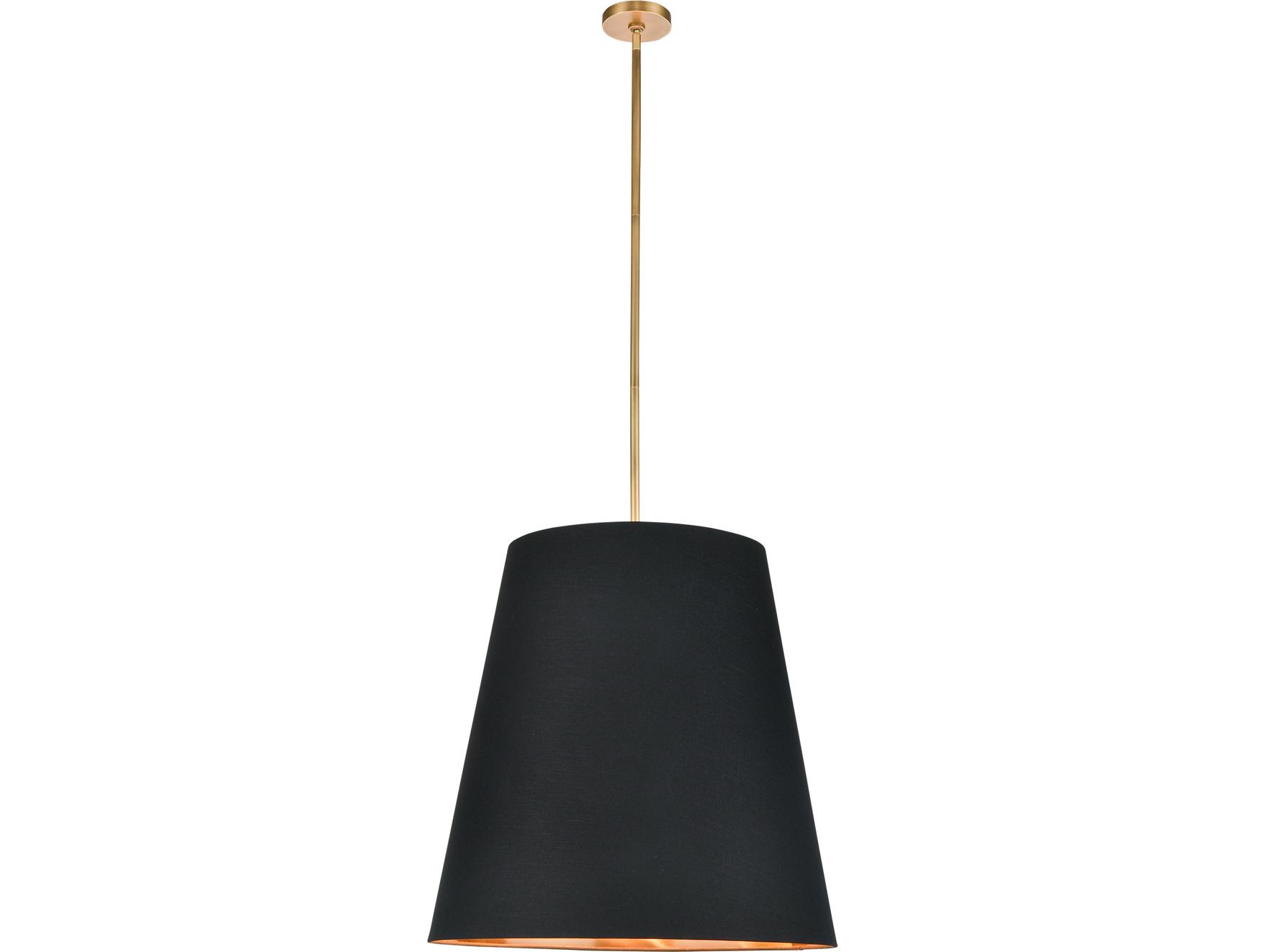 Alora Lighting Calor 3-Light Vintage Brass Black Drum Pendant