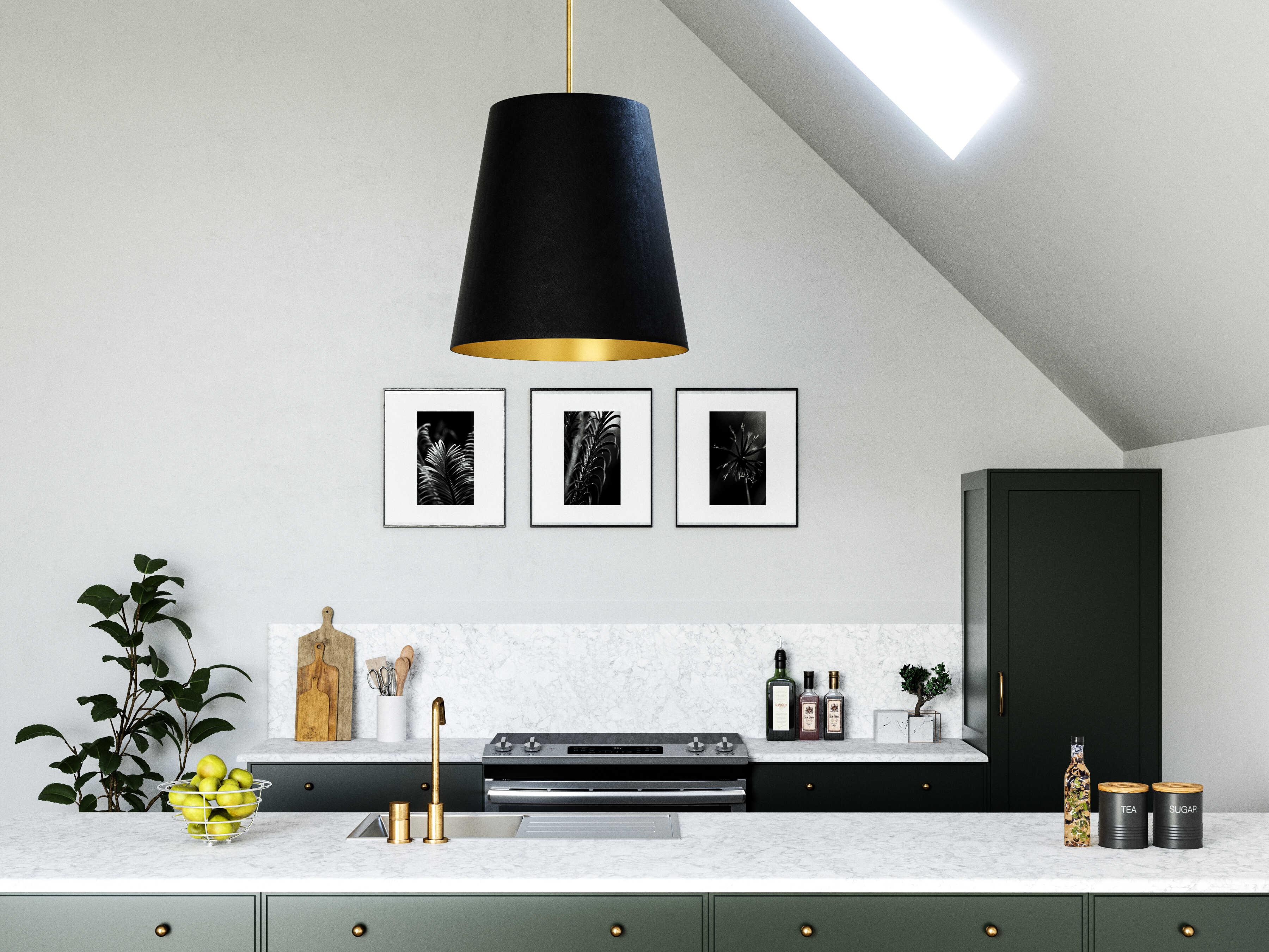 Alora Lighting Calor 3-Light Vintage Brass Black Drum Pendant