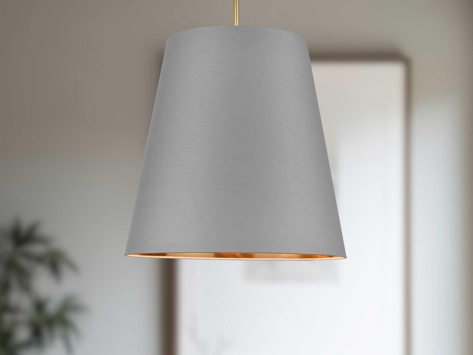 Alora Lighting Calor 3-Light Vintage Brass Gray Drum Pendant