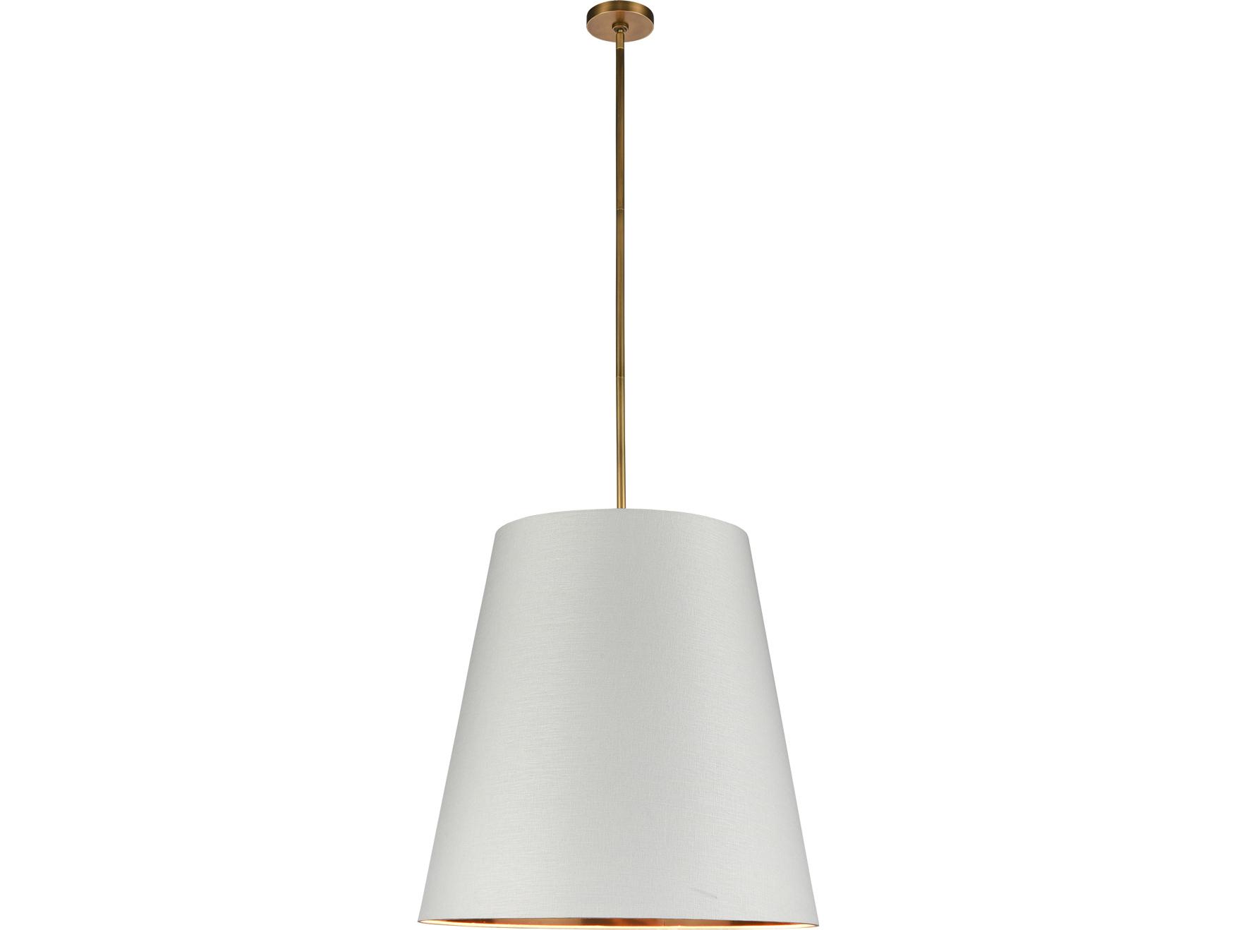 Alora Lighting Calor 3-Light Vintage Brass White Drum Pendant