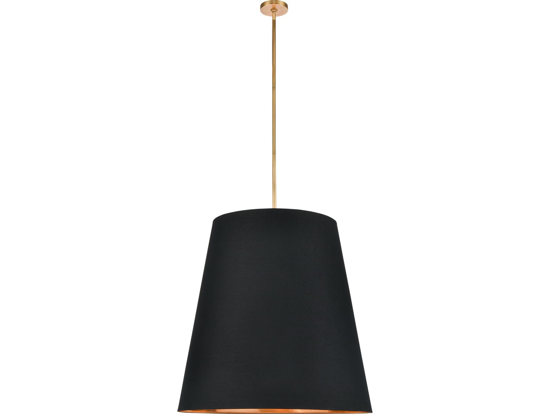 Alora Lighting Calor 3-Light Vintage Brass Black Drum Pendant