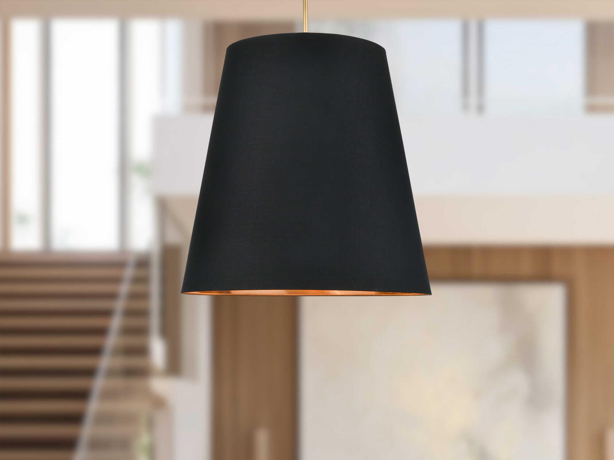 Alora Lighting Calor 3-Light Vintage Brass Black Drum Pendant