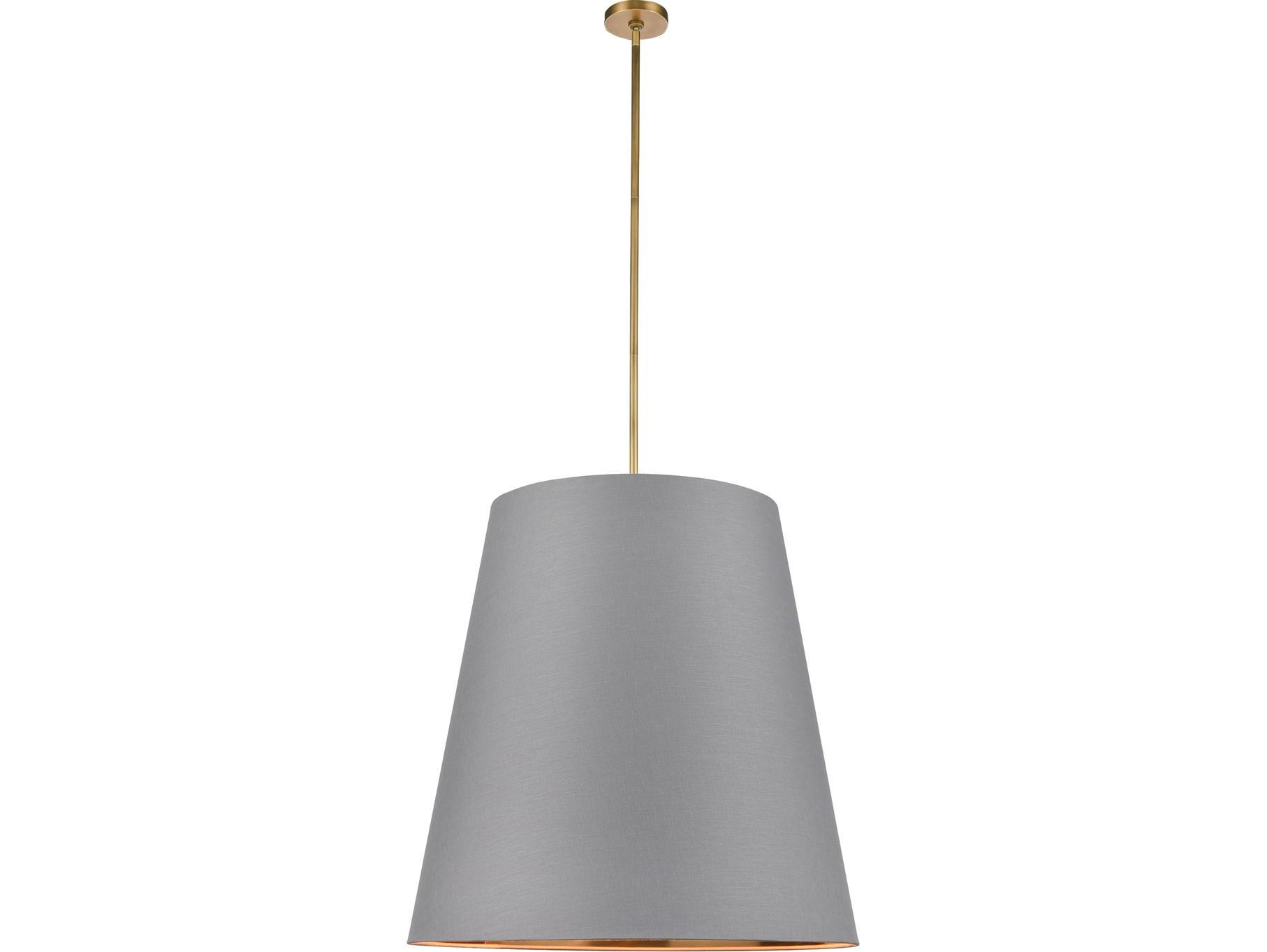Alora Lighting Calor 3-Light Vintage Brass Gray Drum Pendant
