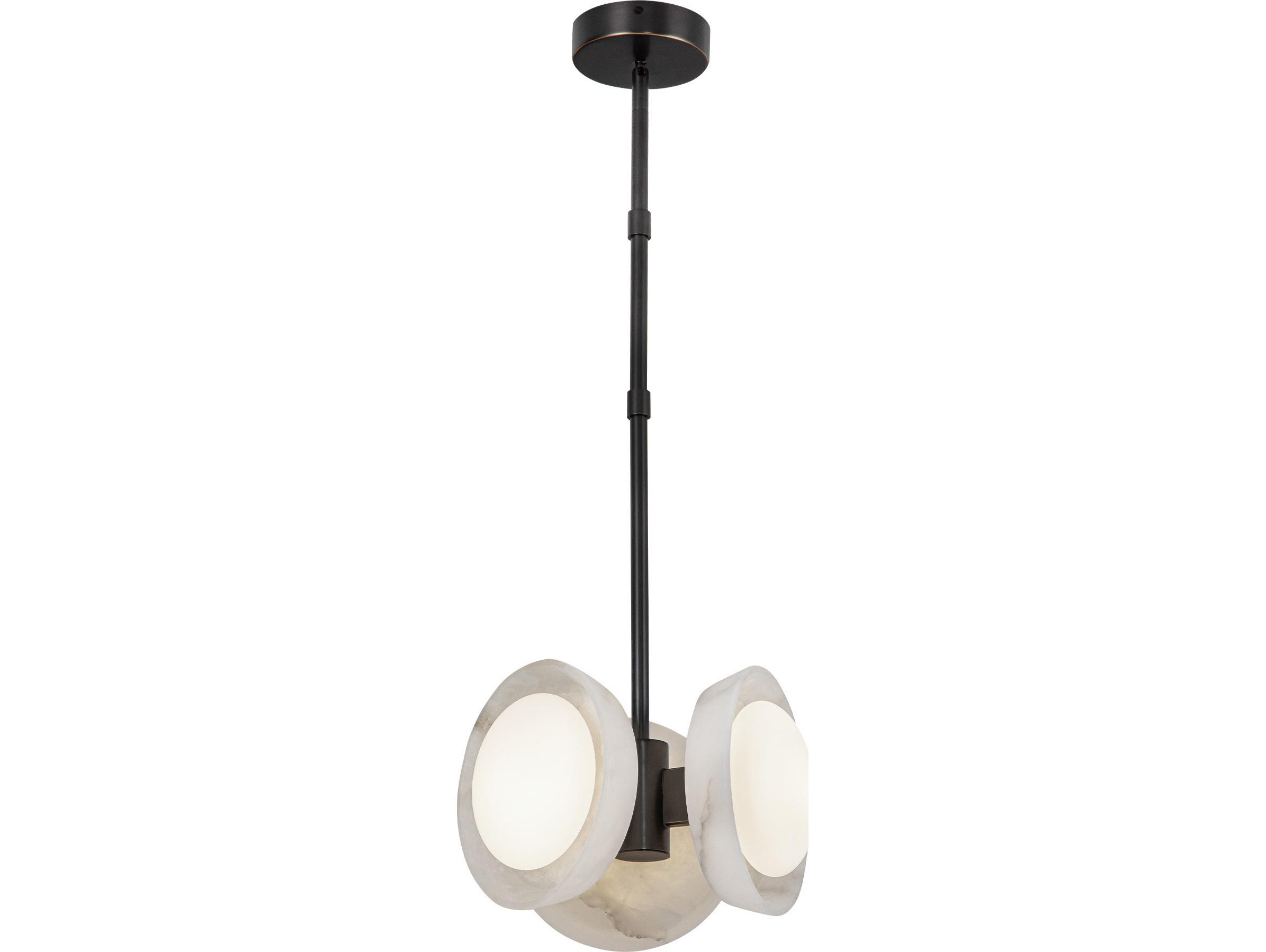 Alora Lighting Alonso Urban Bronze Alabaster Round Mini Pendant