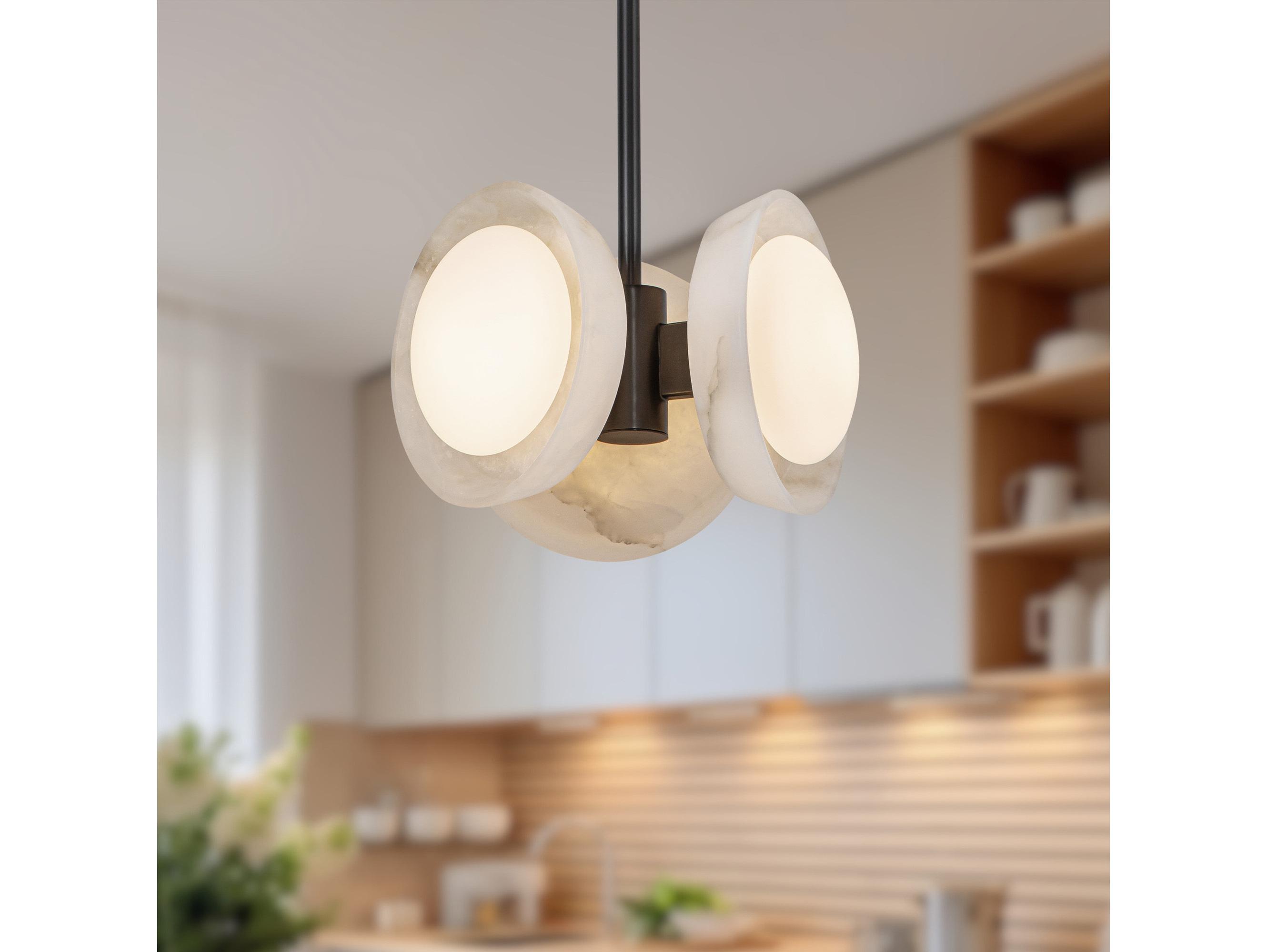 Alora Lighting Alonso Urban Bronze Alabaster Round Mini Pendant