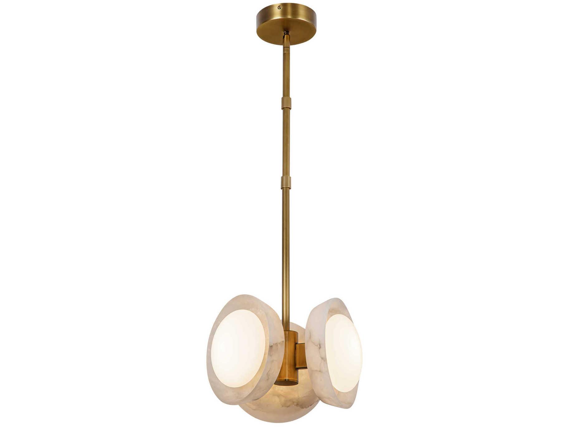 Alora Lighting Alonso Vintage Brass Alabaster Round Mini Pendant