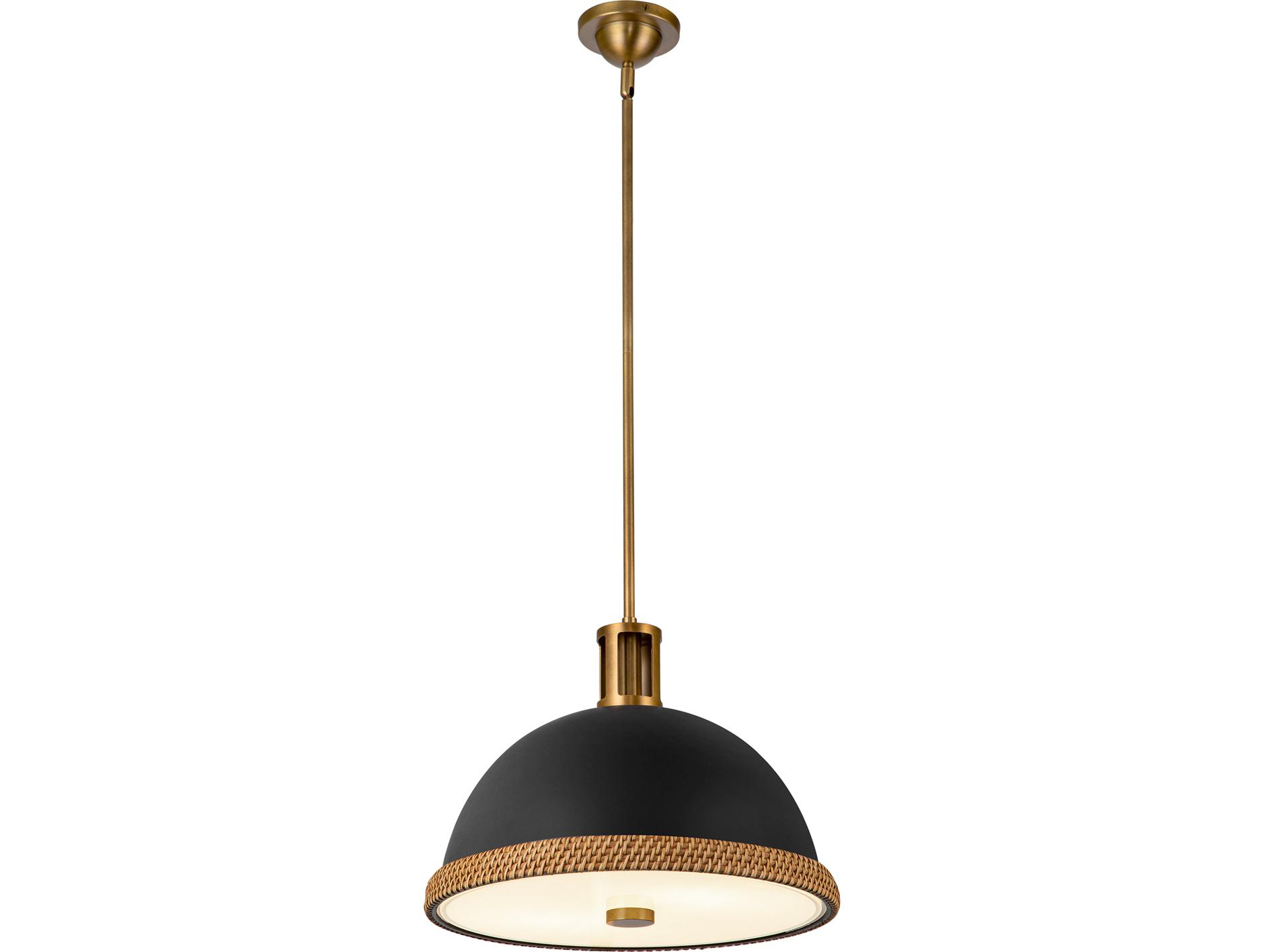 Alora Lighting Doral 2-Light Matte Black Vintage Brass Dome Pendant