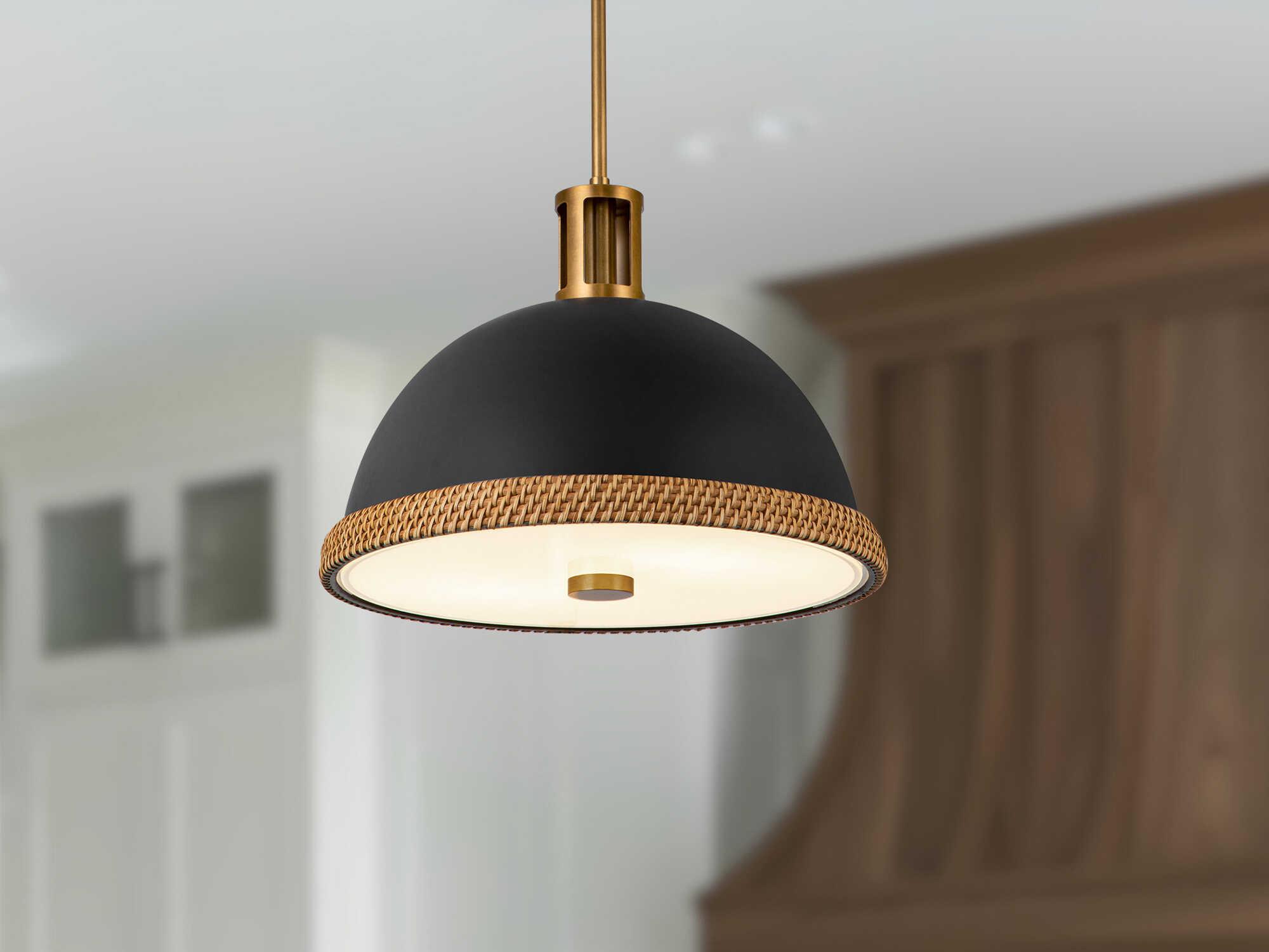 Alora Lighting Doral 2-Light Matte Black Vintage Brass Dome Pendant