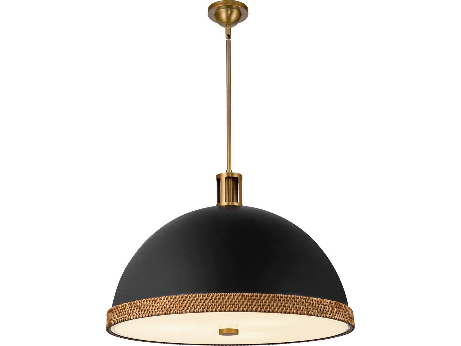 Alora Lighting Doral 3-Light Matte Black Vintage Brass Dome Pendant