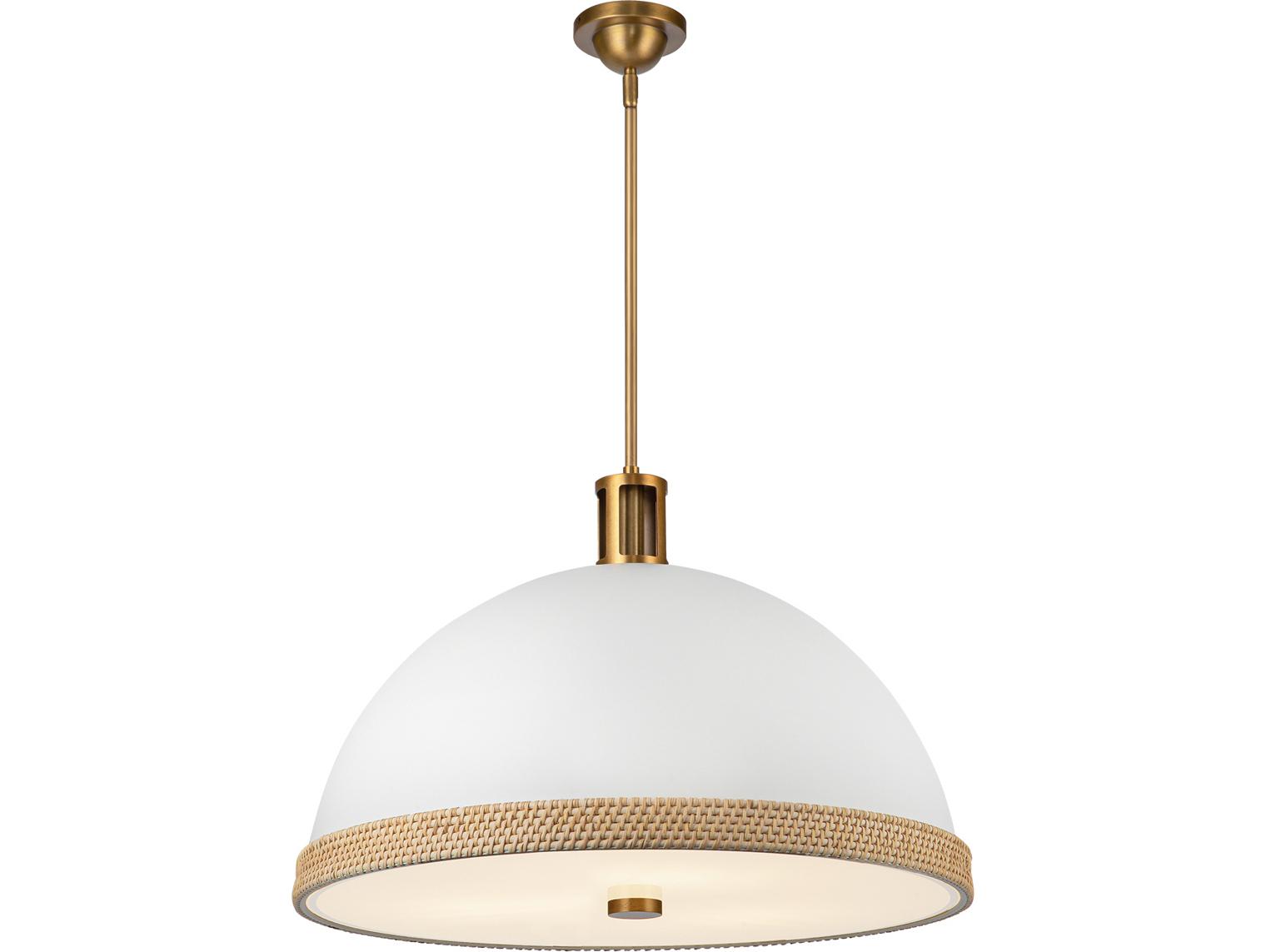Alora Lighting Doral 3-Light Matte White Vintage Brass Dome Pendant