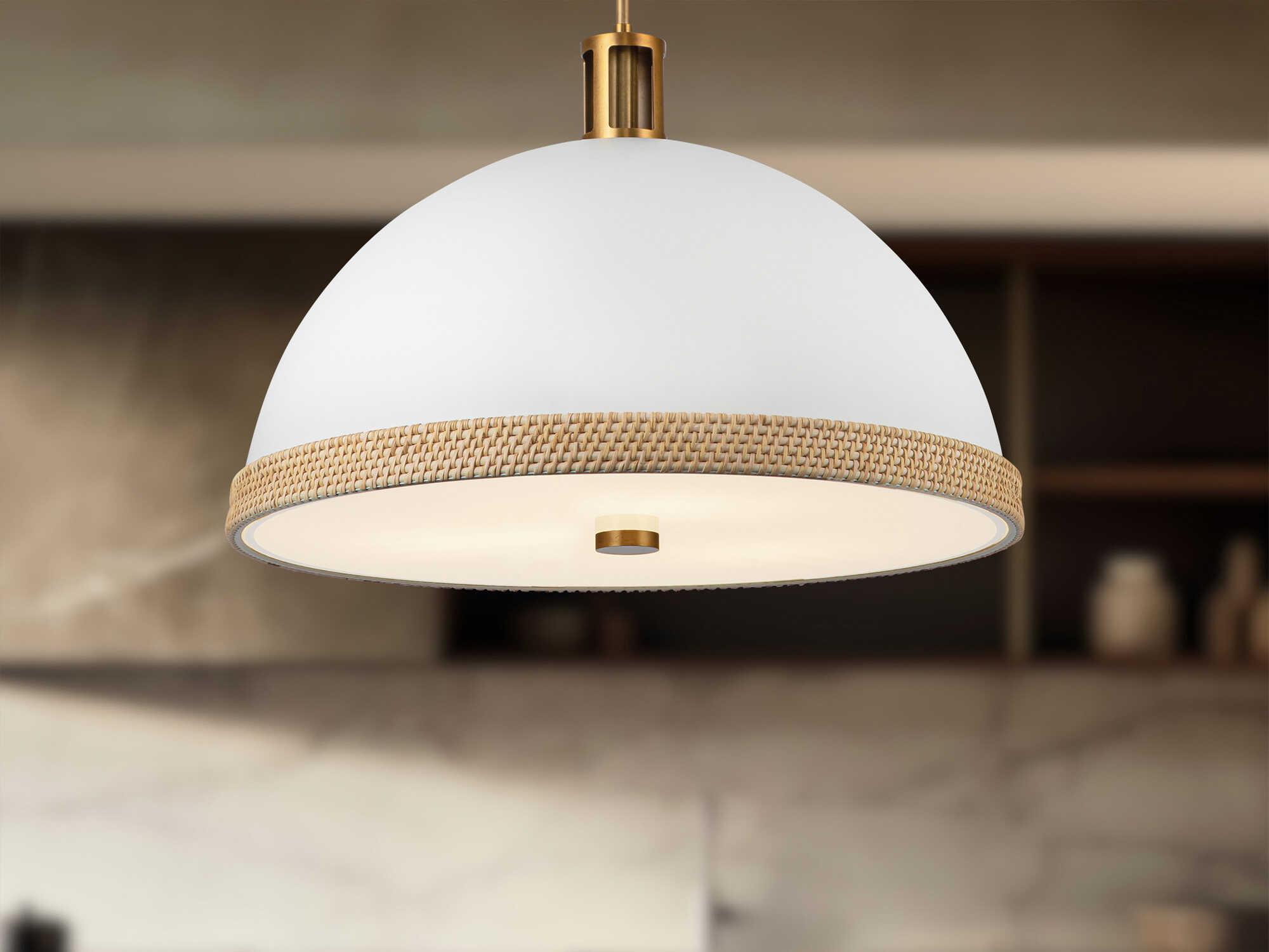 Alora Lighting Doral 3-Light Matte White Vintage Brass Dome Pendant