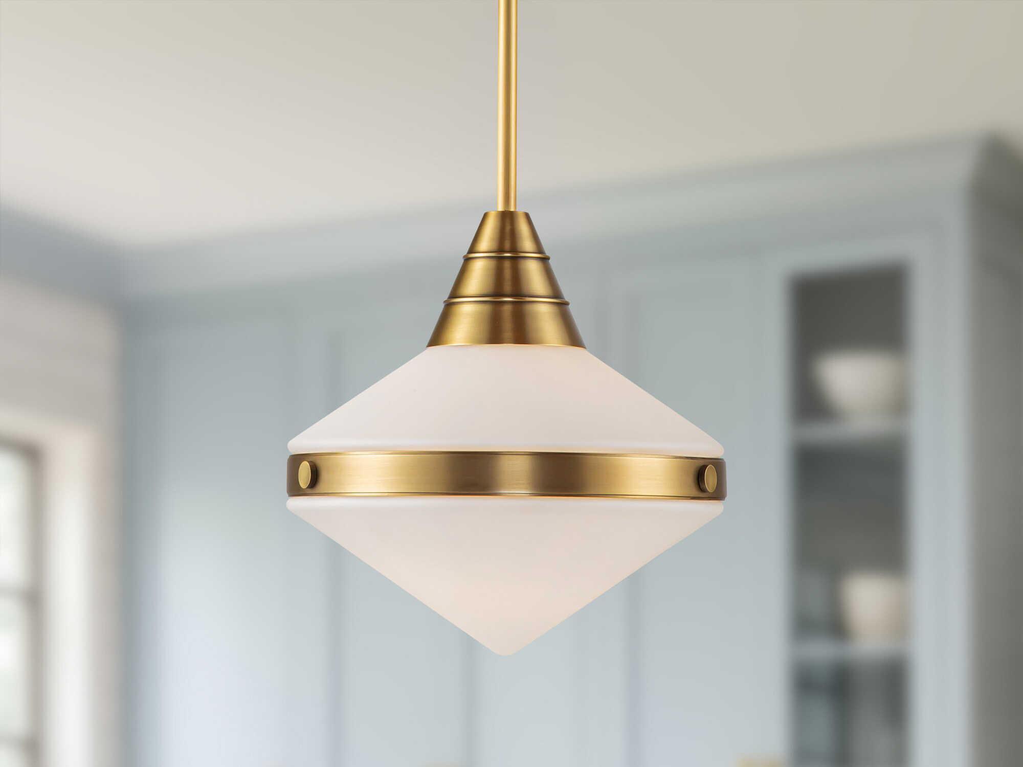 Alora Lighting Willard 1-Light Vintage Brass Geometric Pendant