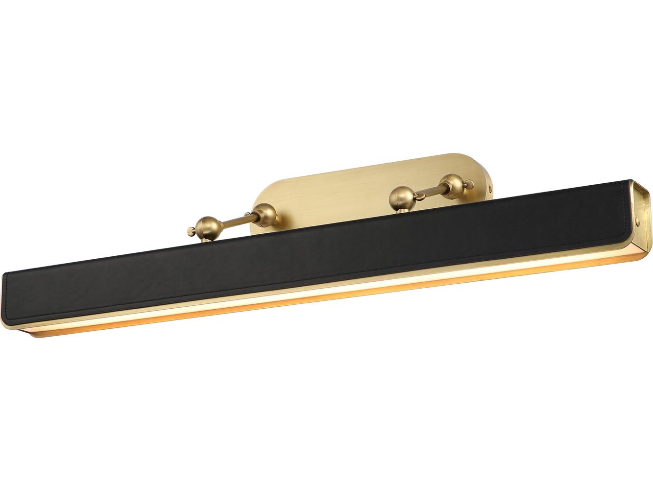 Alora Lighting Valise Vintage Brass Tuxedo Leather Black Picture Light