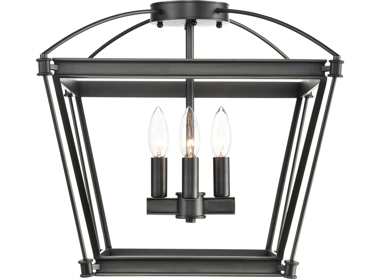 Alora Lighting Manor 4-Light Urban Bronze Black Lantern Semi Flush Mount
